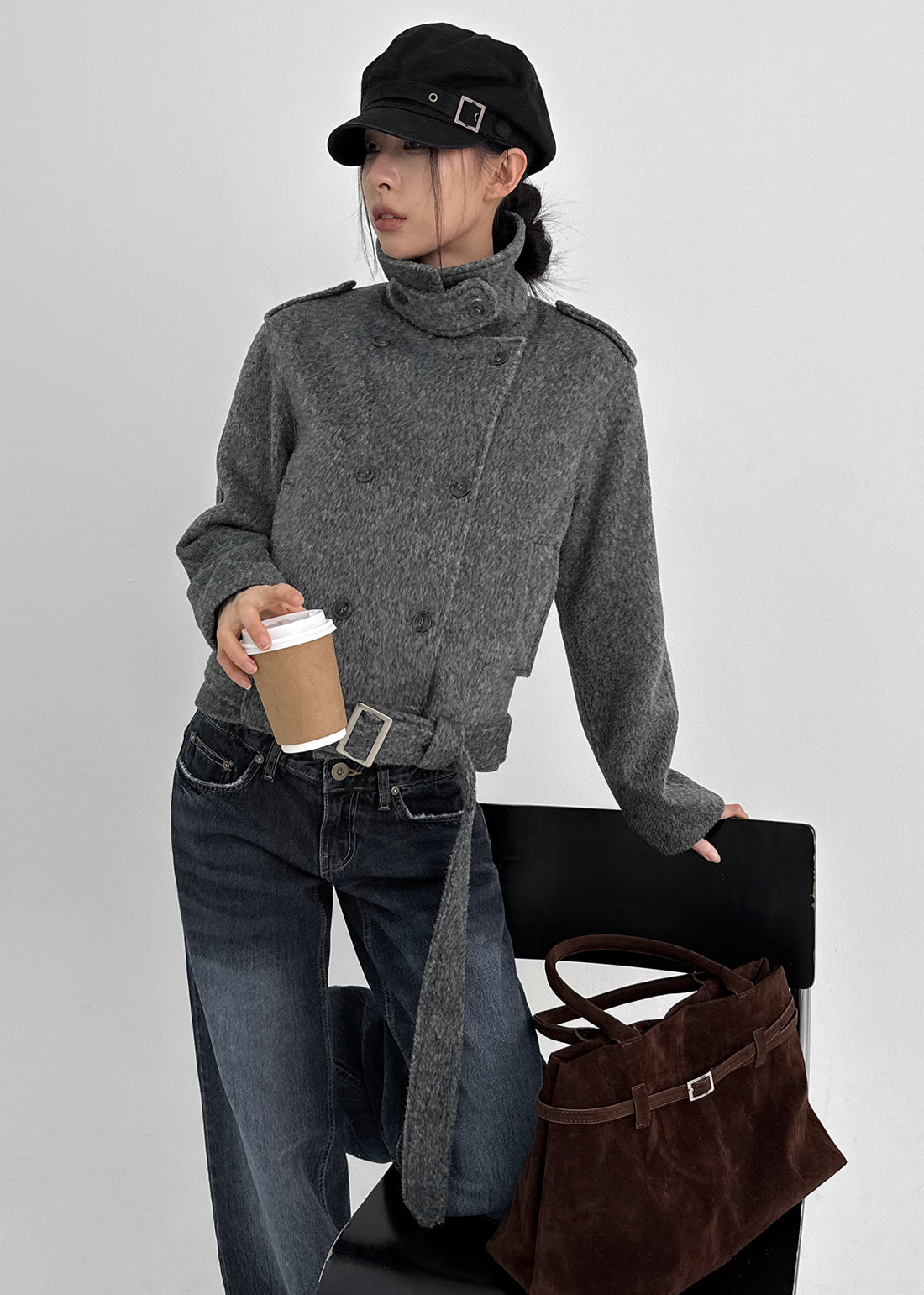 Lesotti Buckle Suede Tote Bag