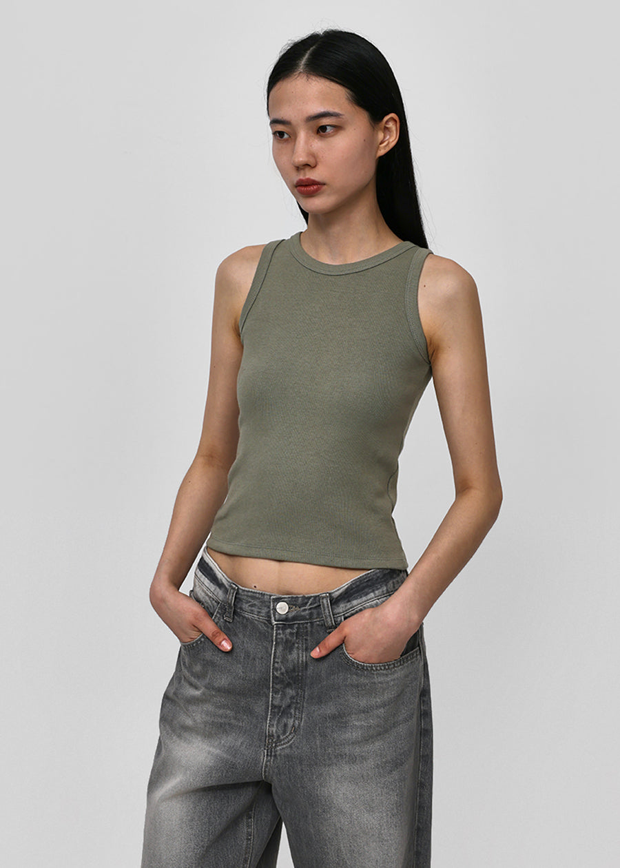 ROUND NECK RIBBED TANK - 5 COLORS 1