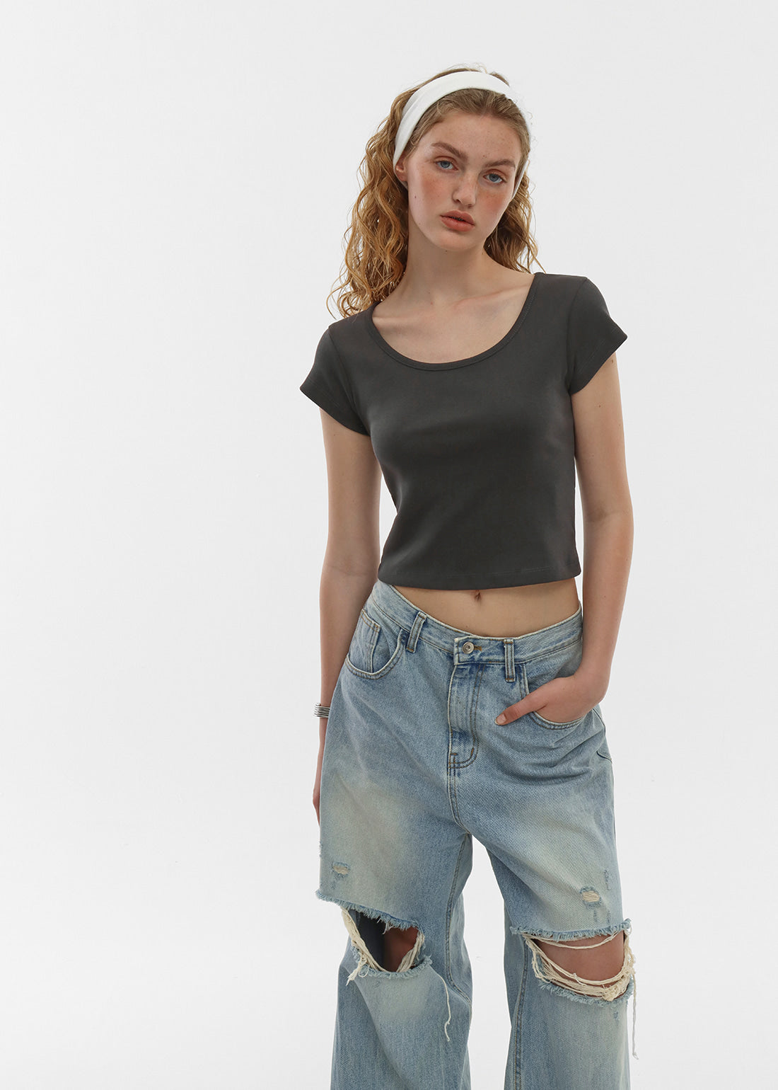 COOL STANDARD U-NECK CROP SHORT SLEEVE TEE 7
