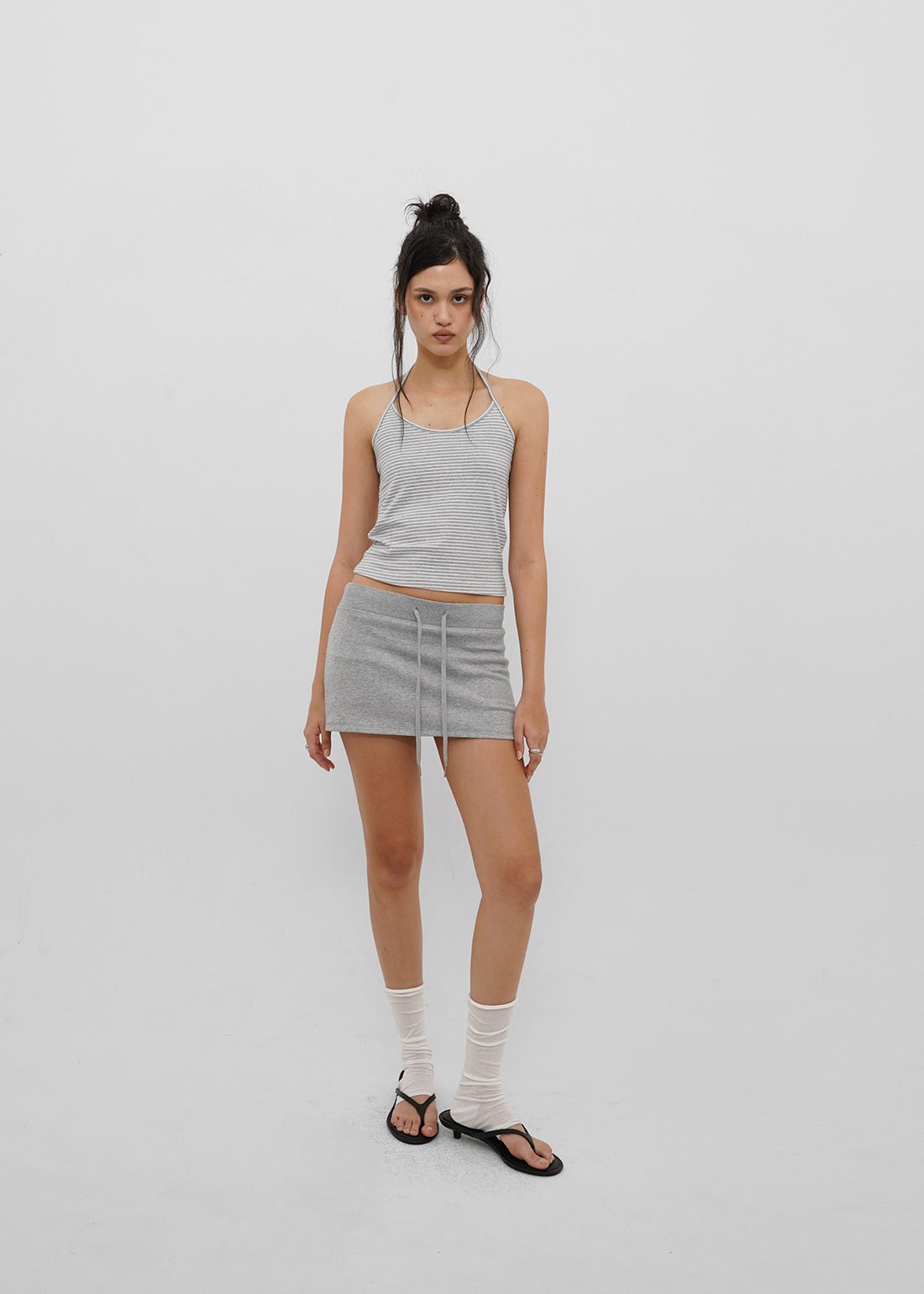 STRETCH COTTON STRAP HALTER TANK 10
