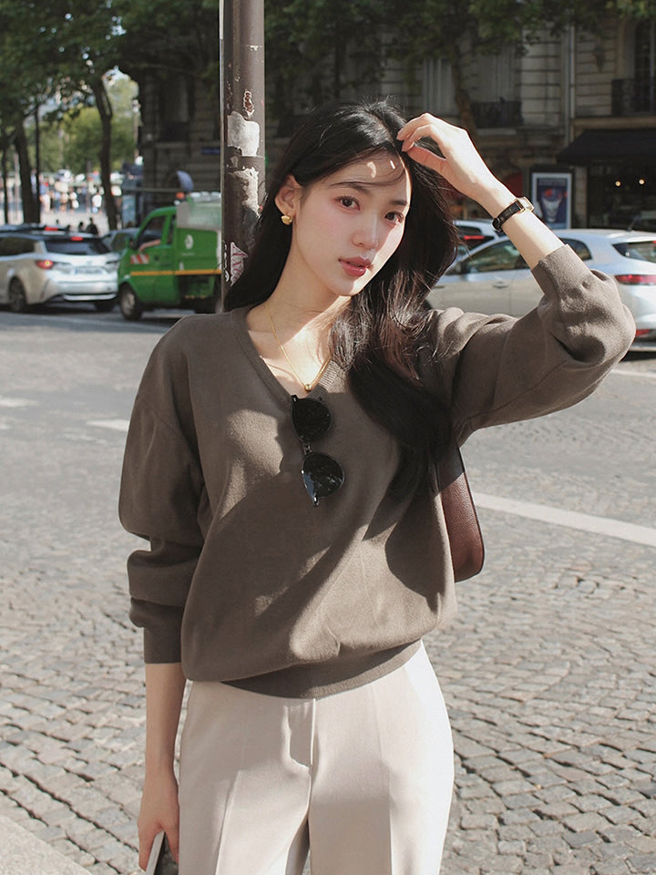 SEED FIRM-SOFT KNIT V-NECK