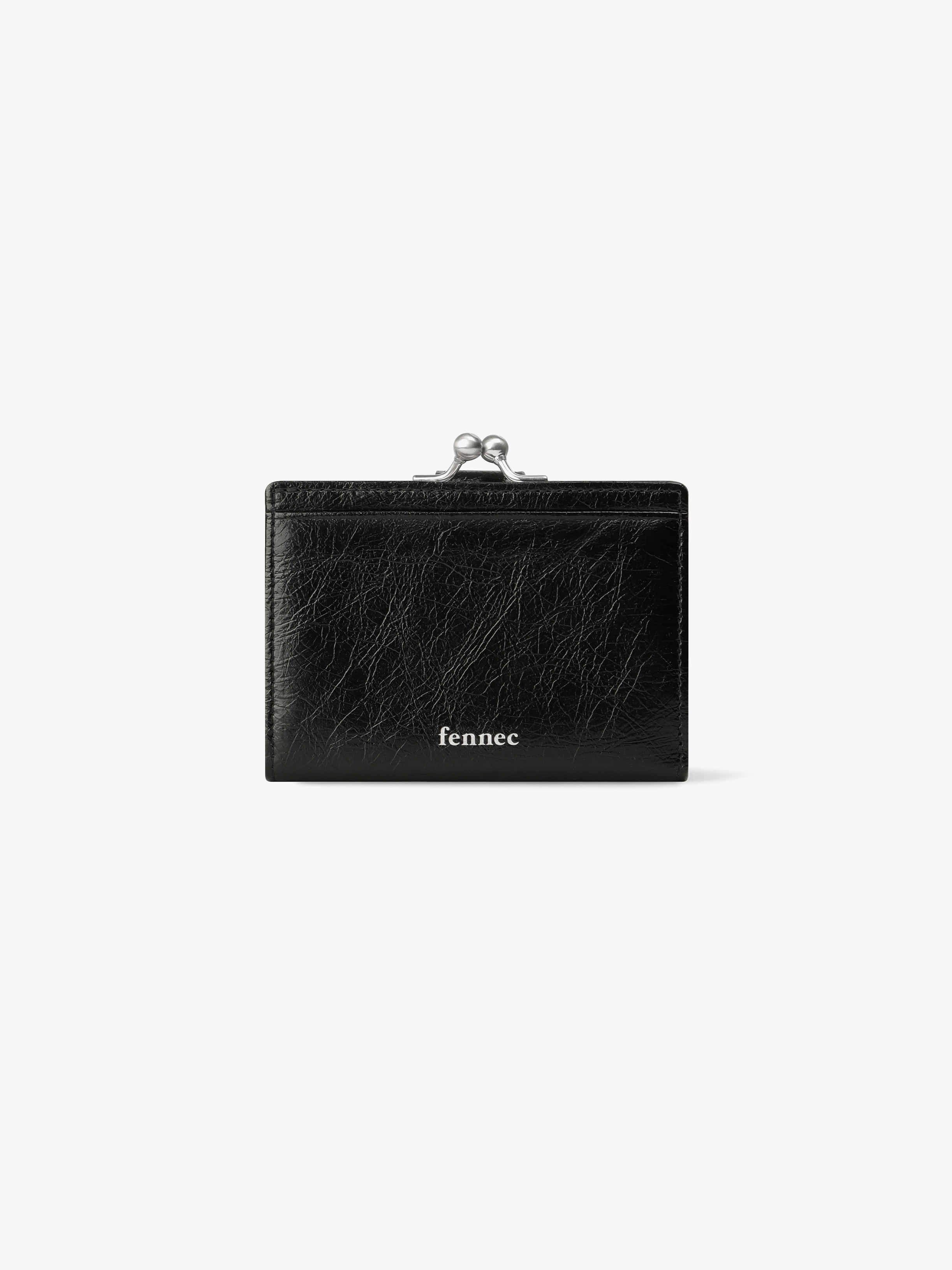 CRINKLE HEARTY FRAME BRIDGE WALLET - BLACK