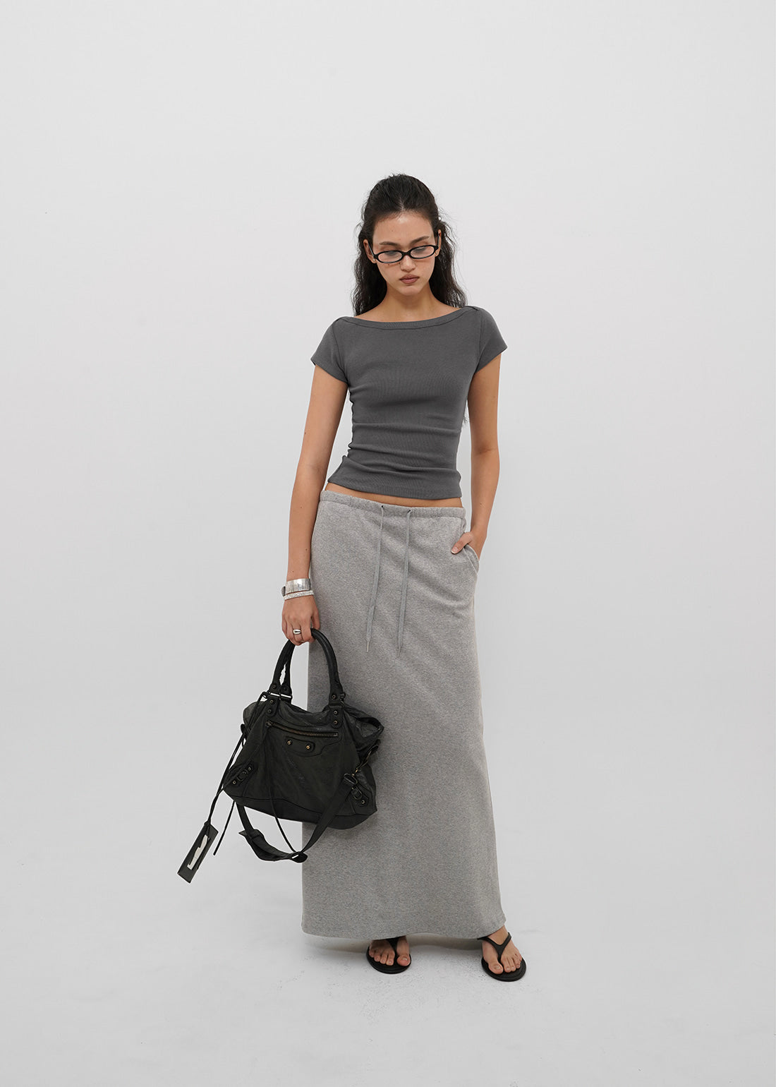 BASIC RIBBED BOAT NECK SHORT SLEEVE TEE 4