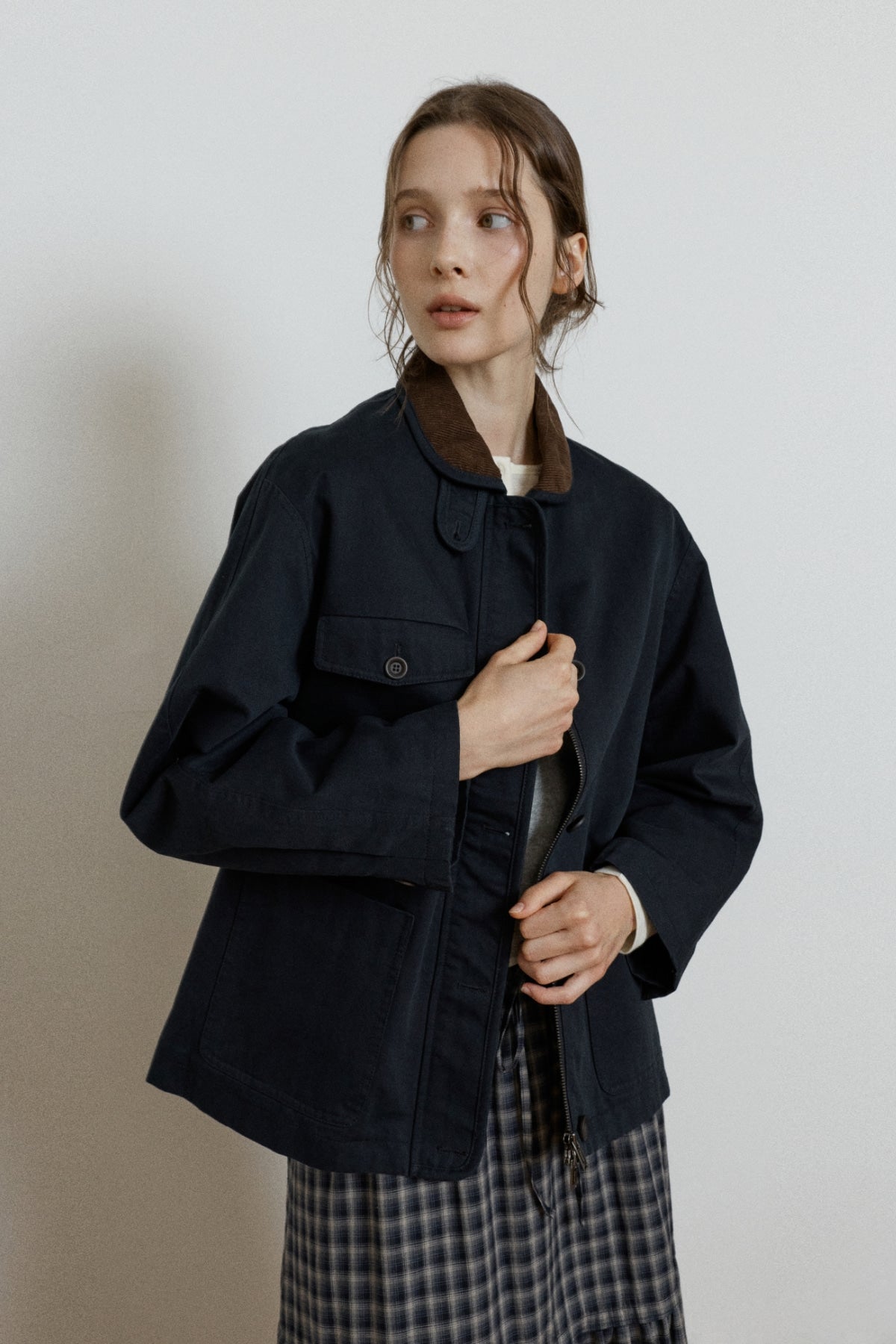 【YOONA同款】 CORDUROY COLLAR WORK JACKET