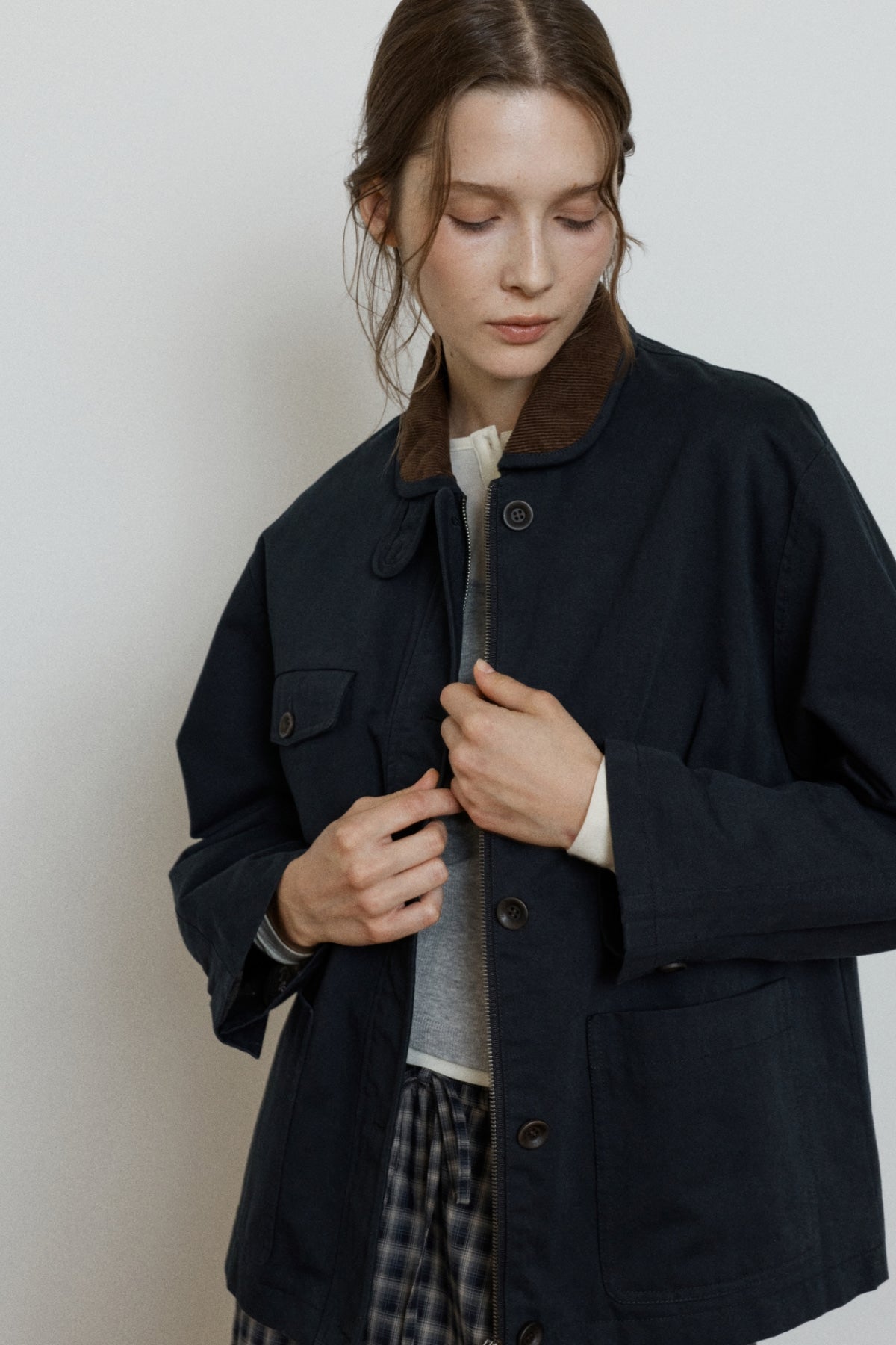 【YOONA同款】 CORDUROY COLLAR WORK JACKET