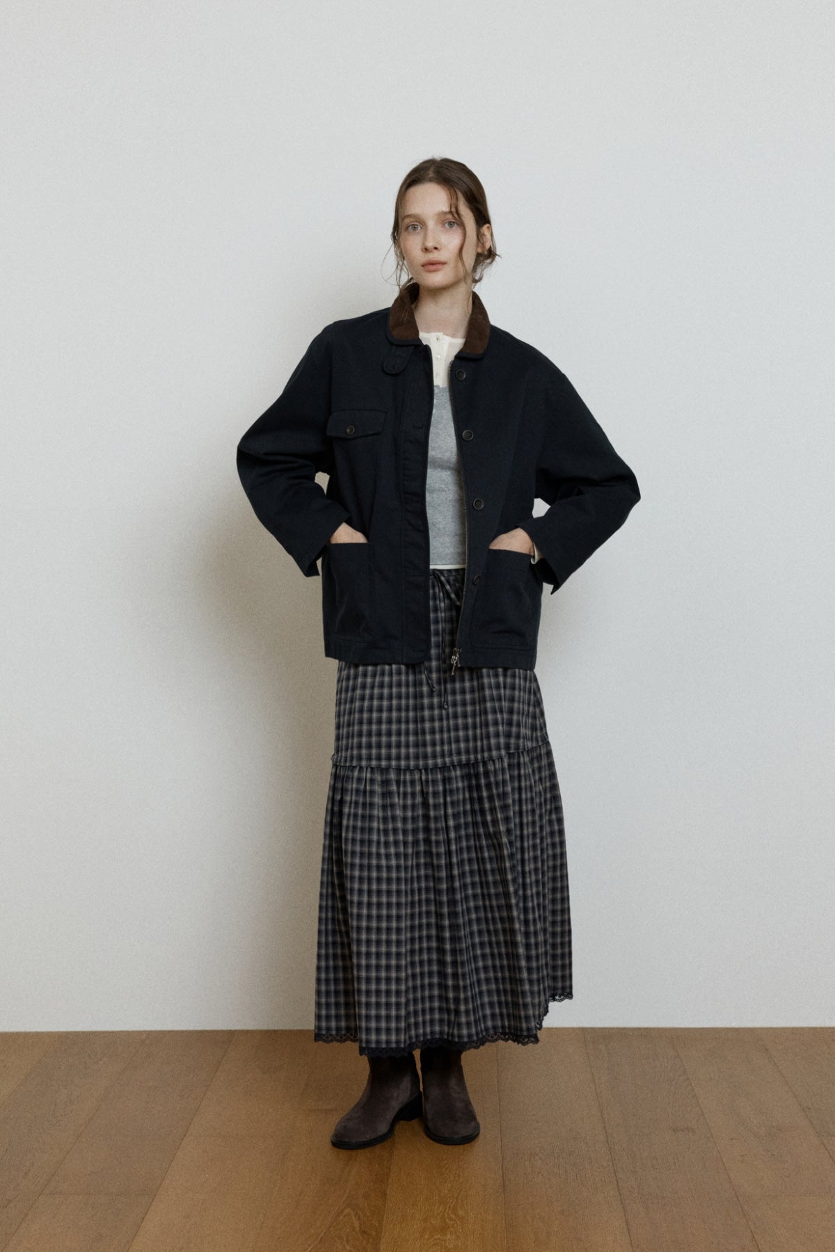 【YOONA同款】 CORDUROY COLLAR WORK JACKET
