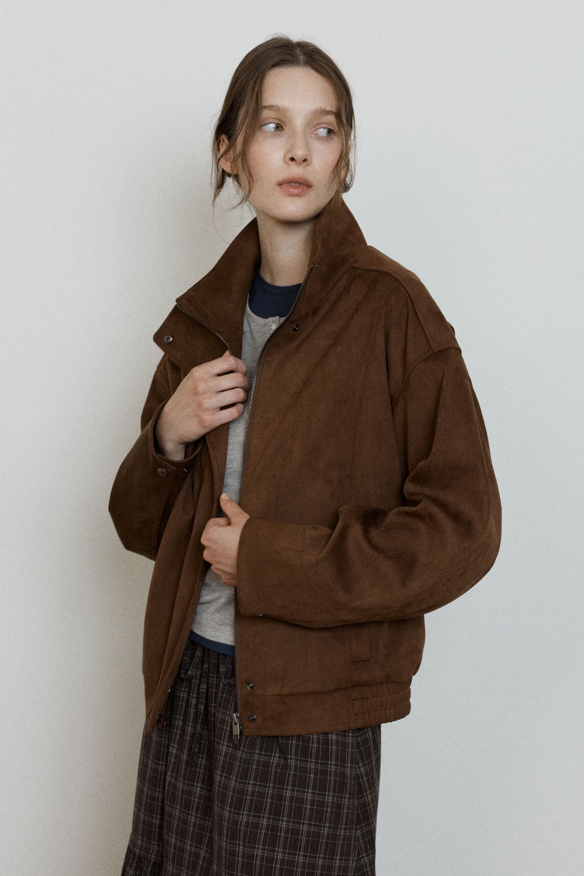 【YOONA同款】 HIGH NECK SUEDE JACKET