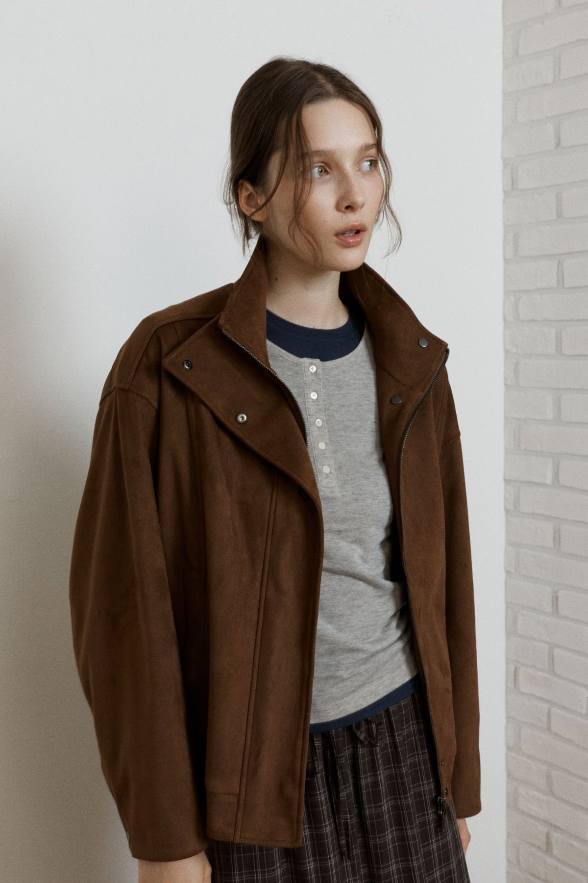 【YOONA同款】 HIGH NECK SUEDE JACKET