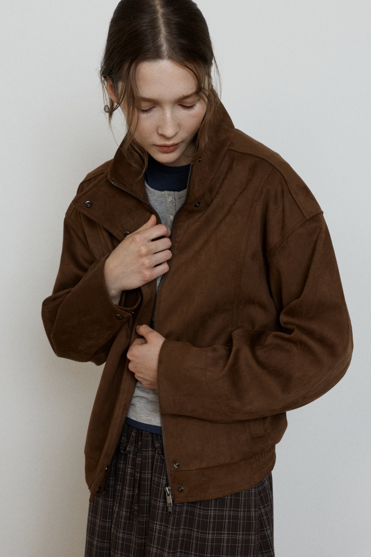 【YOONA同款】 HIGH NECK SUEDE JACKET
