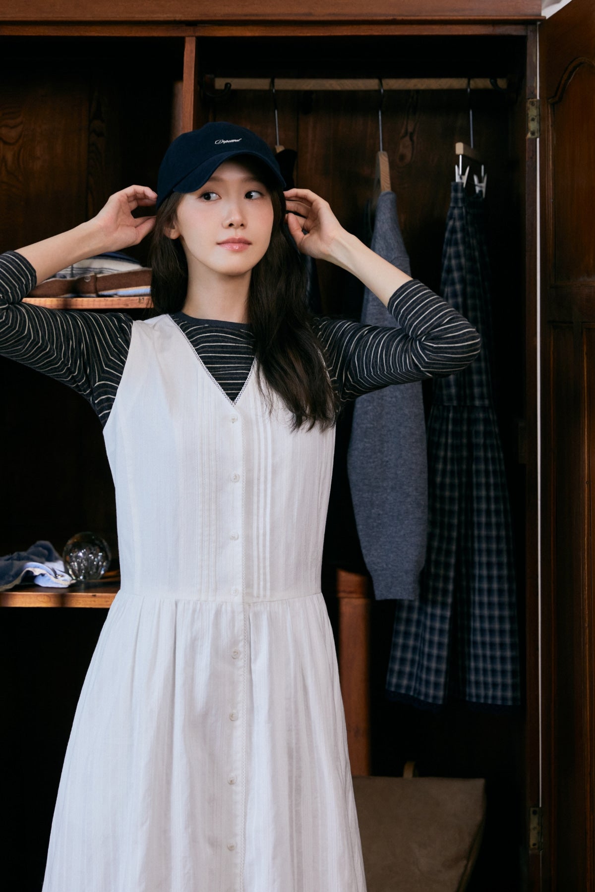 【YOONA同款】 EYELET BUTTON LAYERED ONE-PIECE