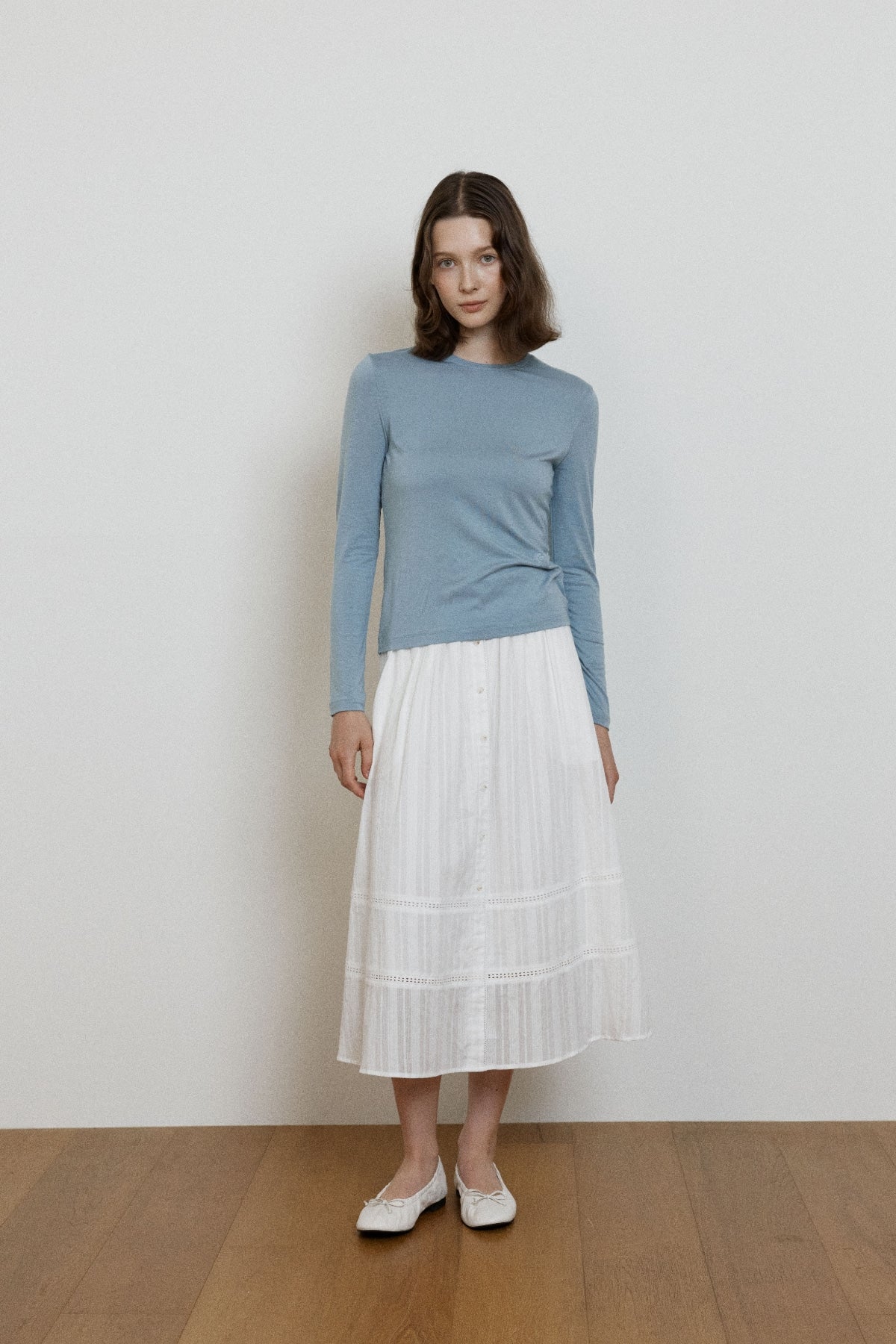 【YOONA同款】 EYELET BUTTON LAYERED SKIRT