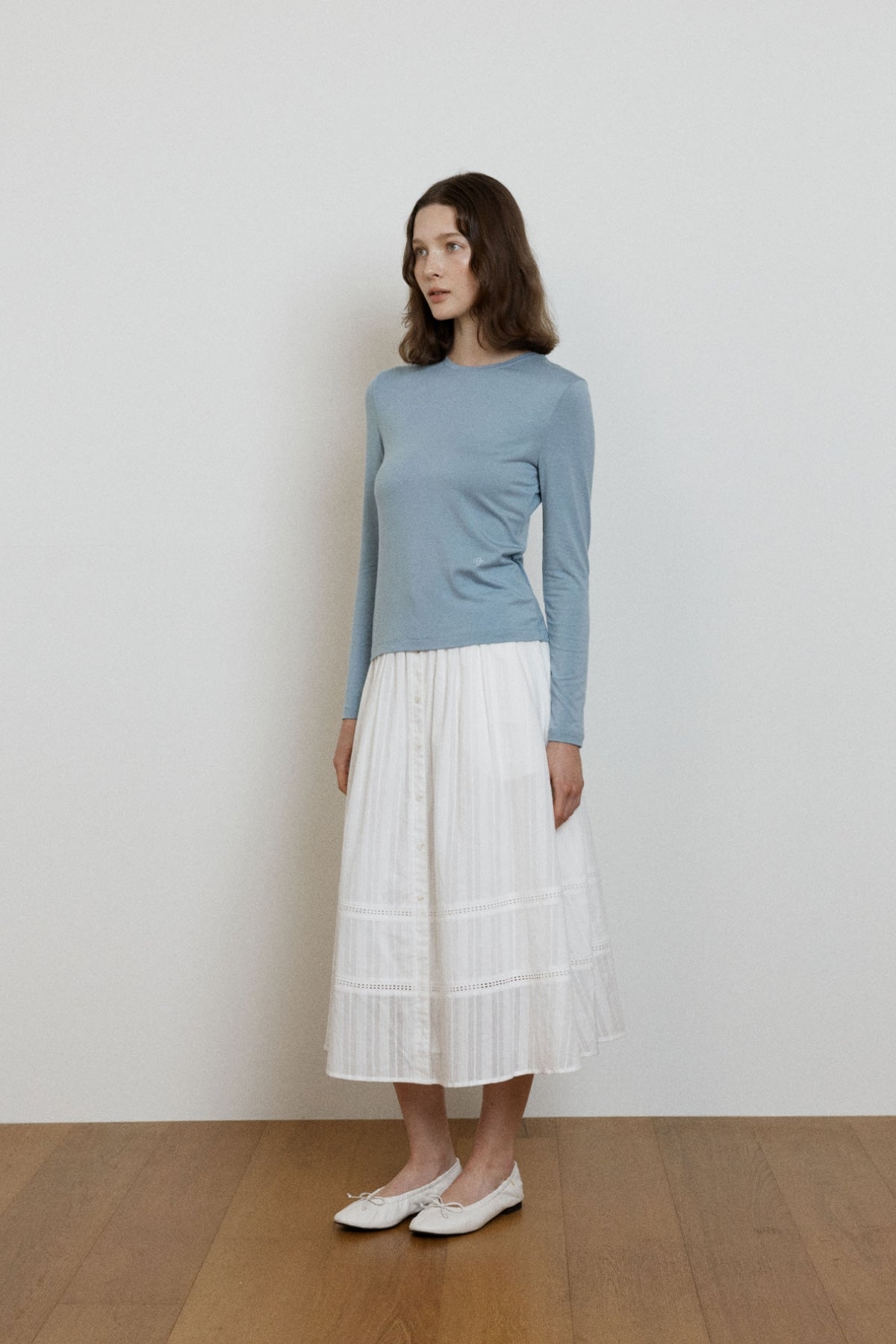【YOONA同款】 EYELET BUTTON LAYERED SKIRT