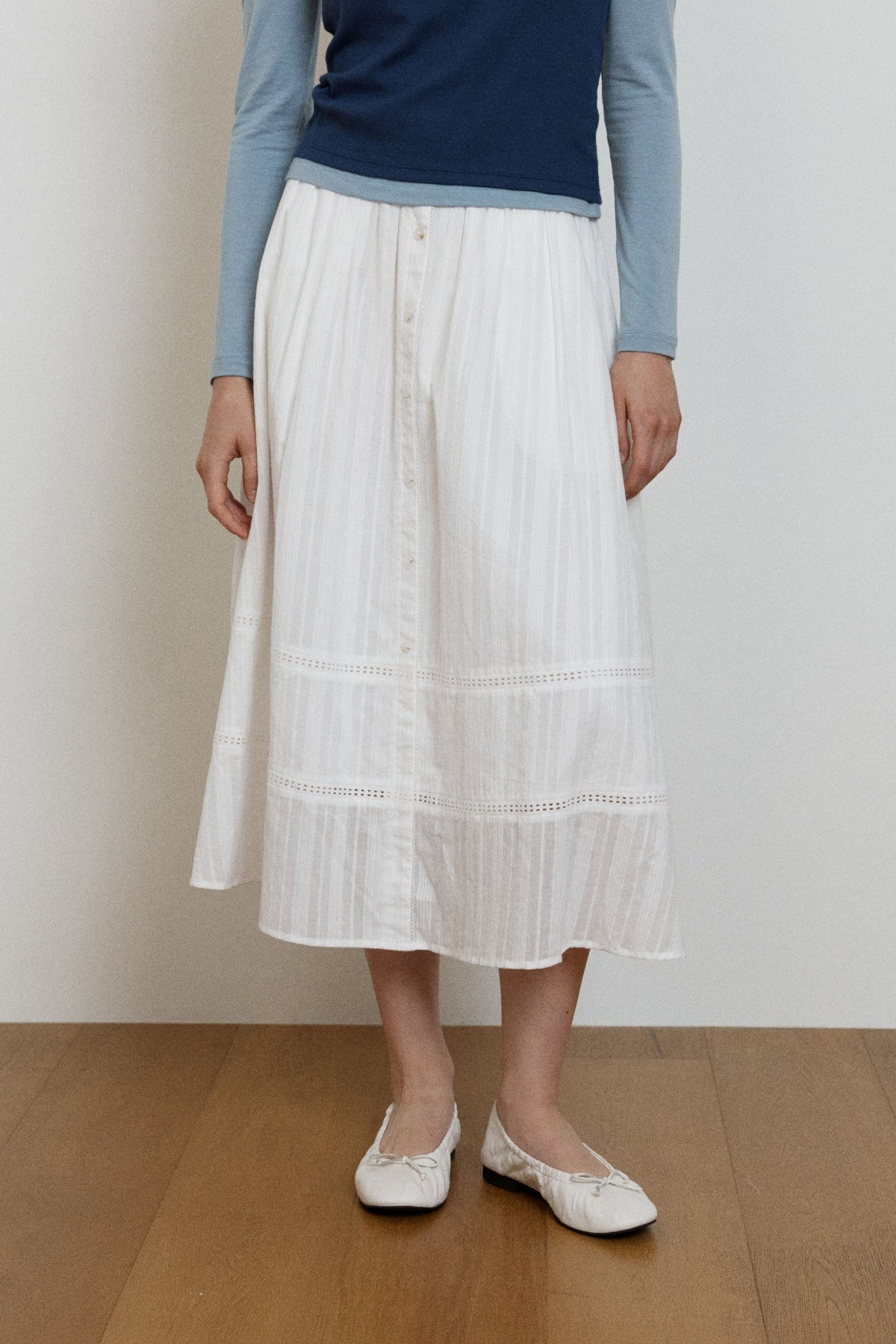【YOONA同款】 EYELET BUTTON LAYERED SKIRT