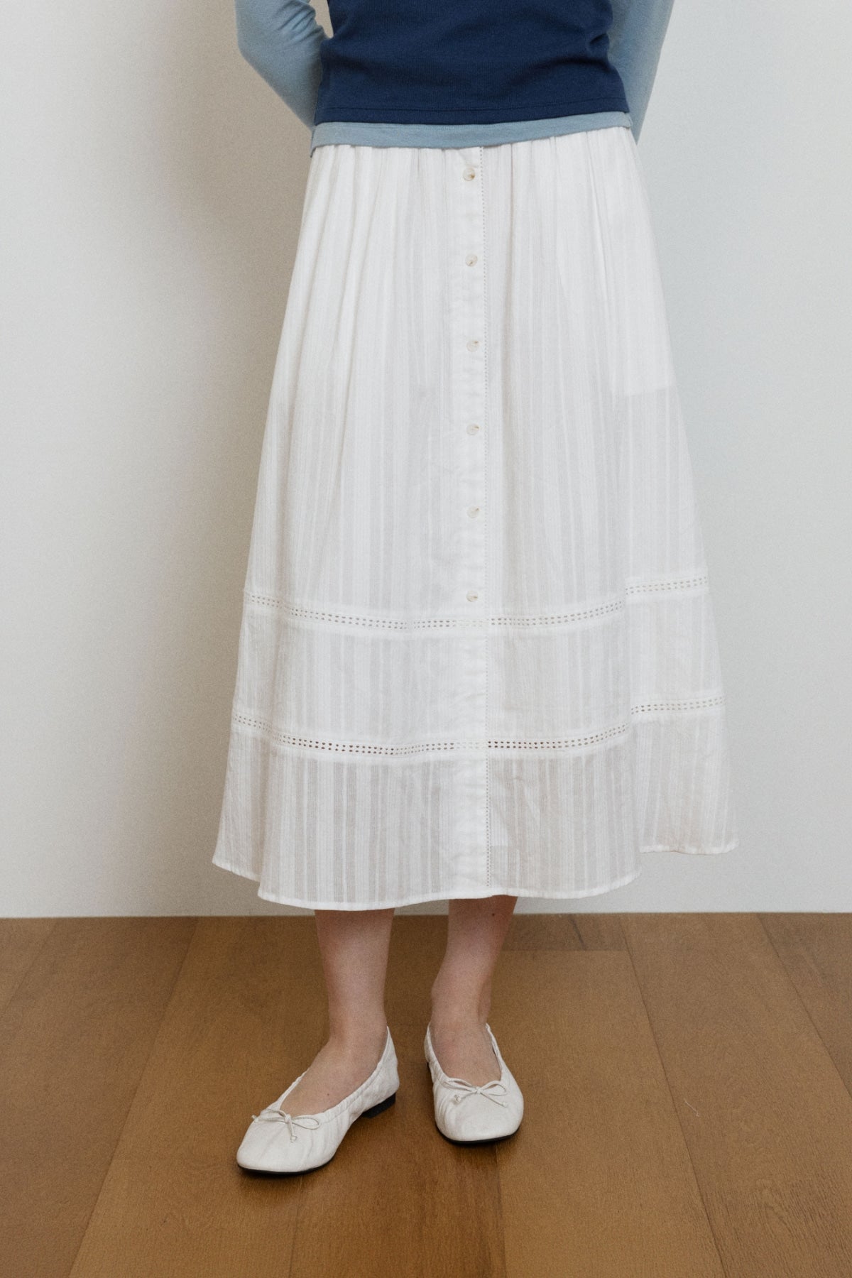 【YOONA同款】 EYELET BUTTON LAYERED SKIRT