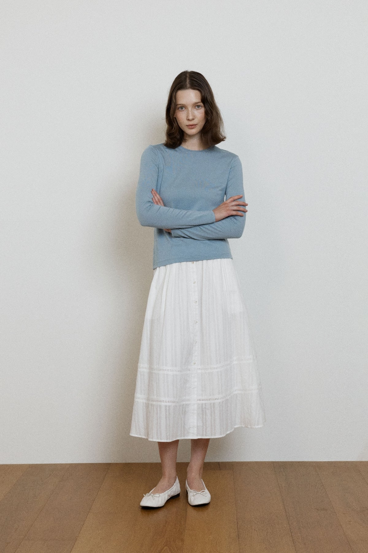 【YOONA同款】 EYELET BUTTON LAYERED SKIRT
