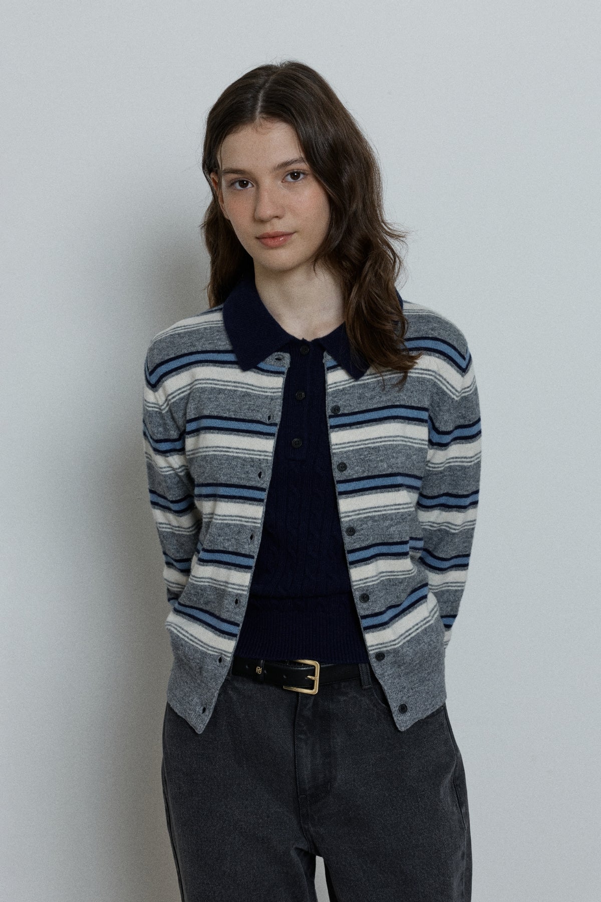【YOONA同款】 WOOL STRIPE KNIT CARDIGAN