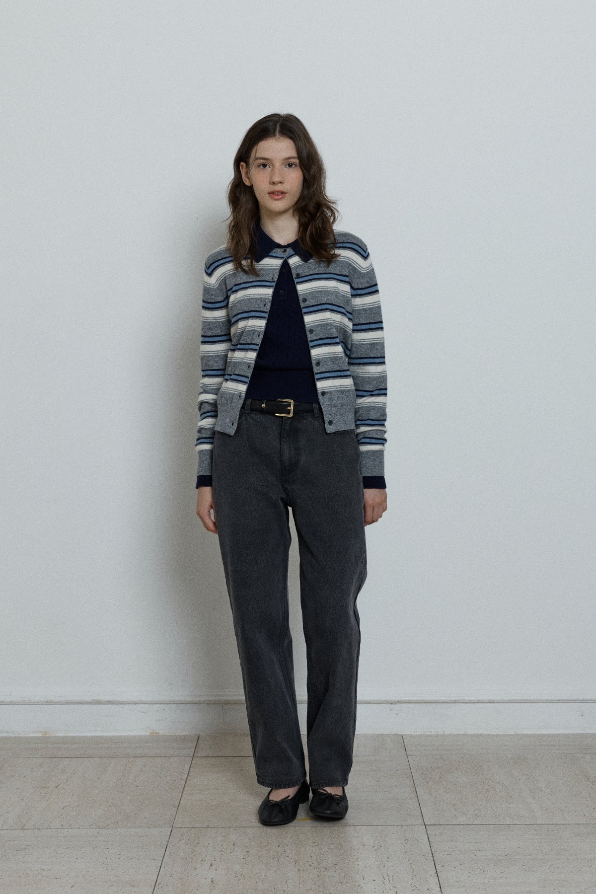 【YOONA同款】 WOOL STRIPE KNIT CARDIGAN