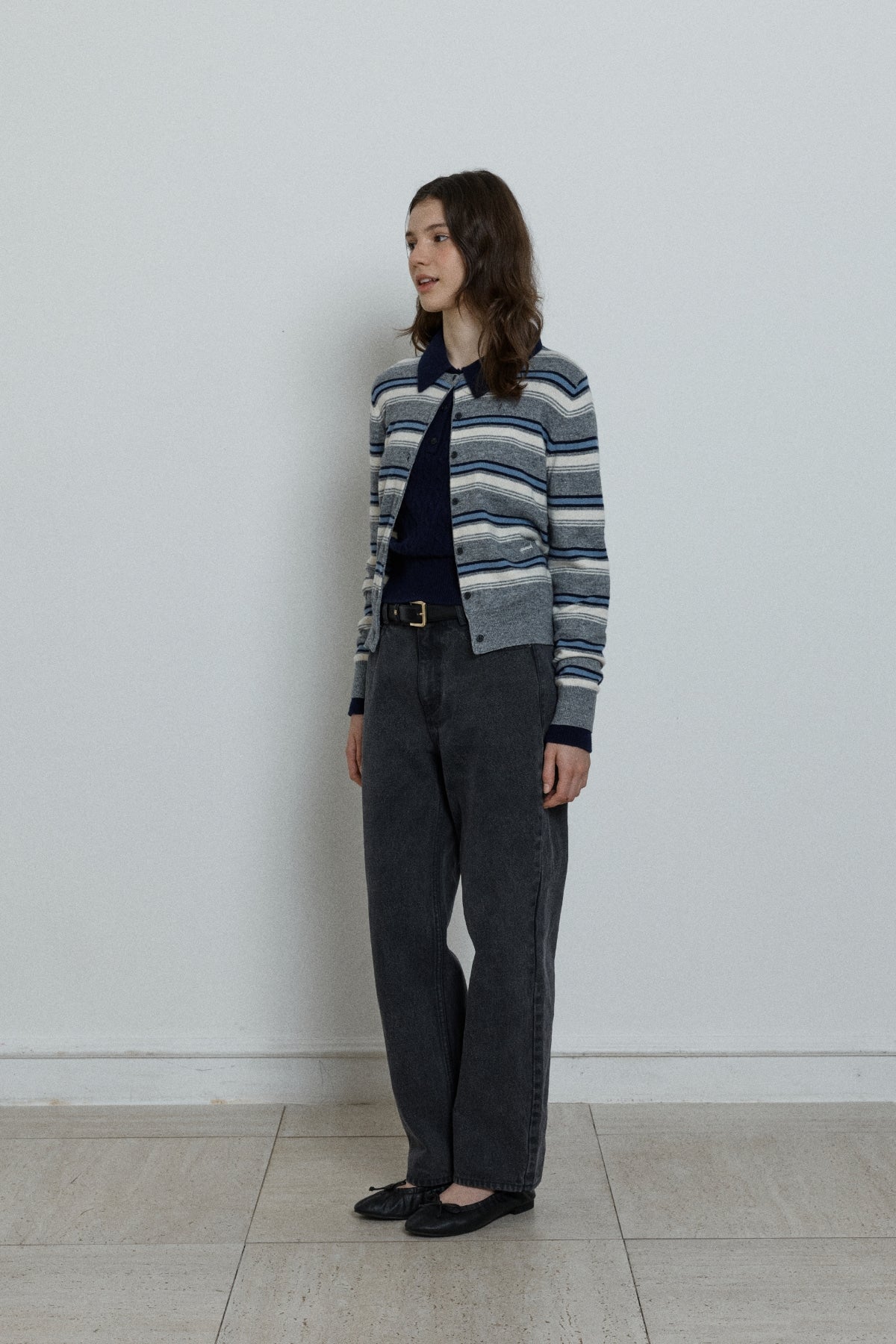 【YOONA同款】 WOOL STRIPE KNIT CARDIGAN