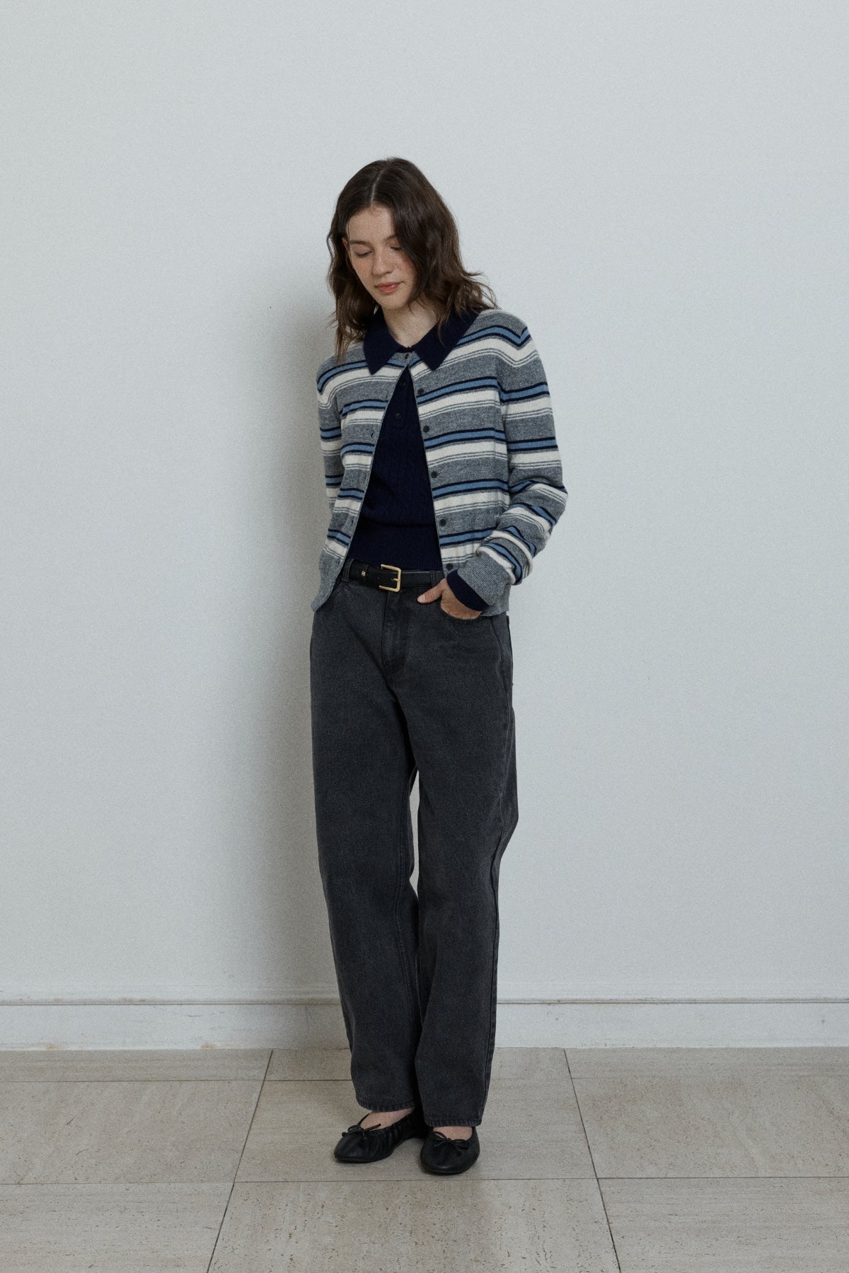 【YOONA同款】 WOOL STRIPE KNIT CARDIGAN