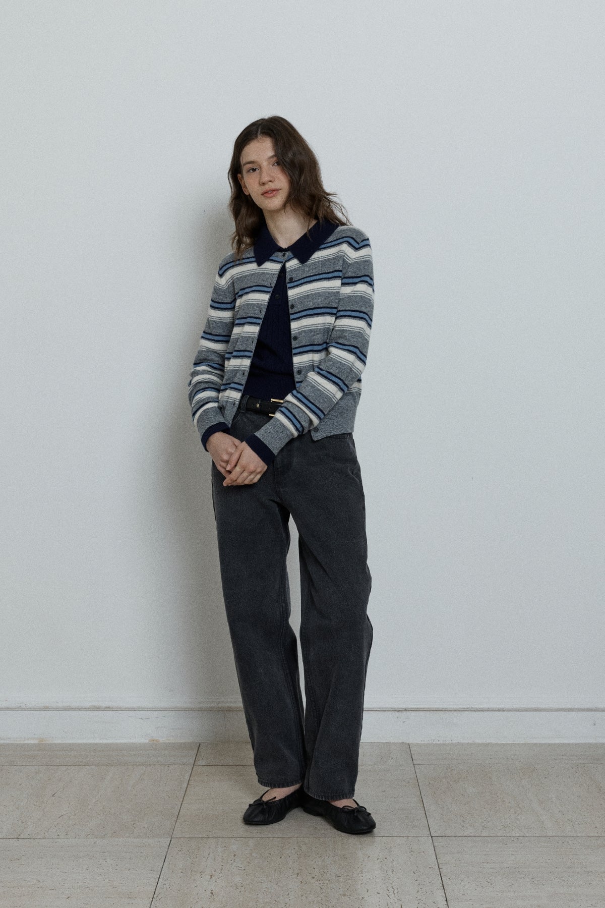 【YOONA同款】 WOOL STRIPE KNIT CARDIGAN