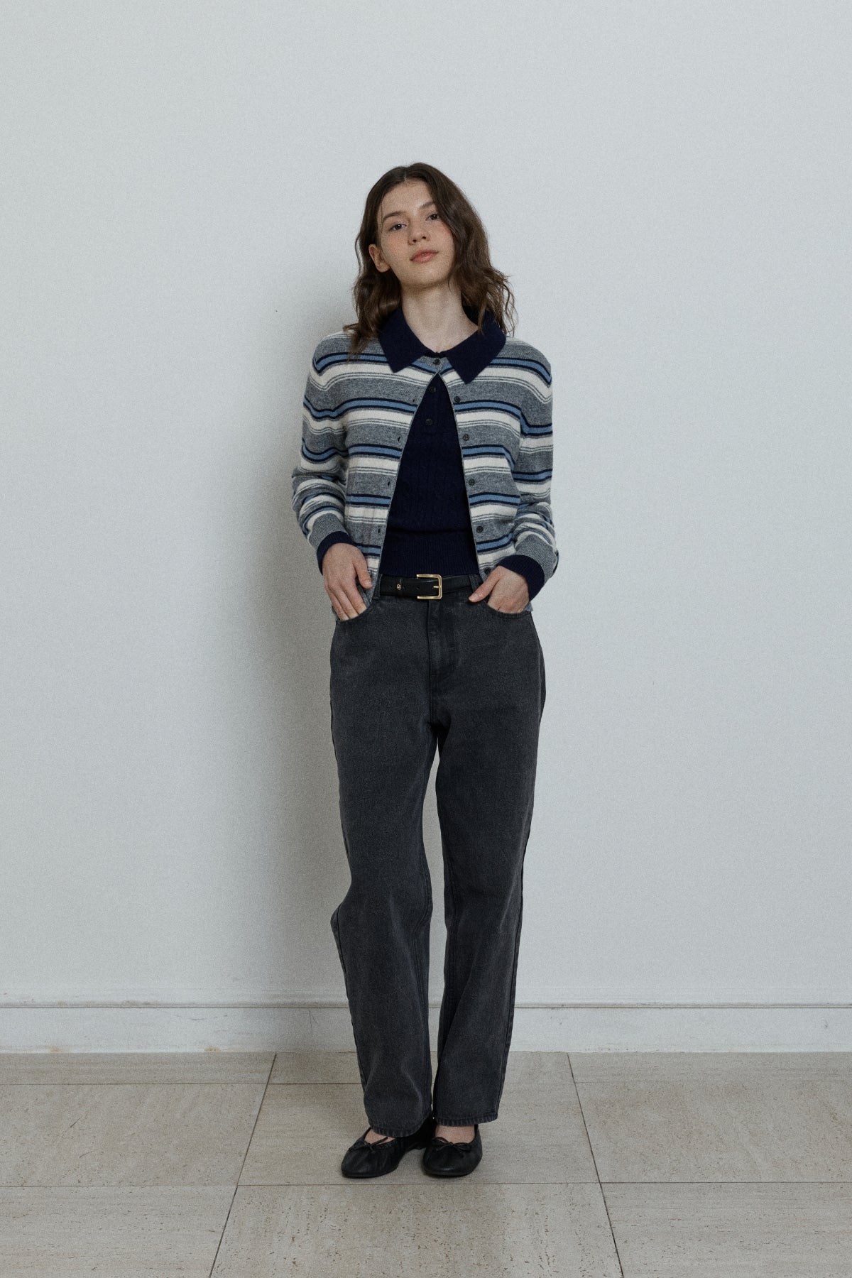 【YOONA同款】 WOOL STRIPE KNIT CARDIGAN