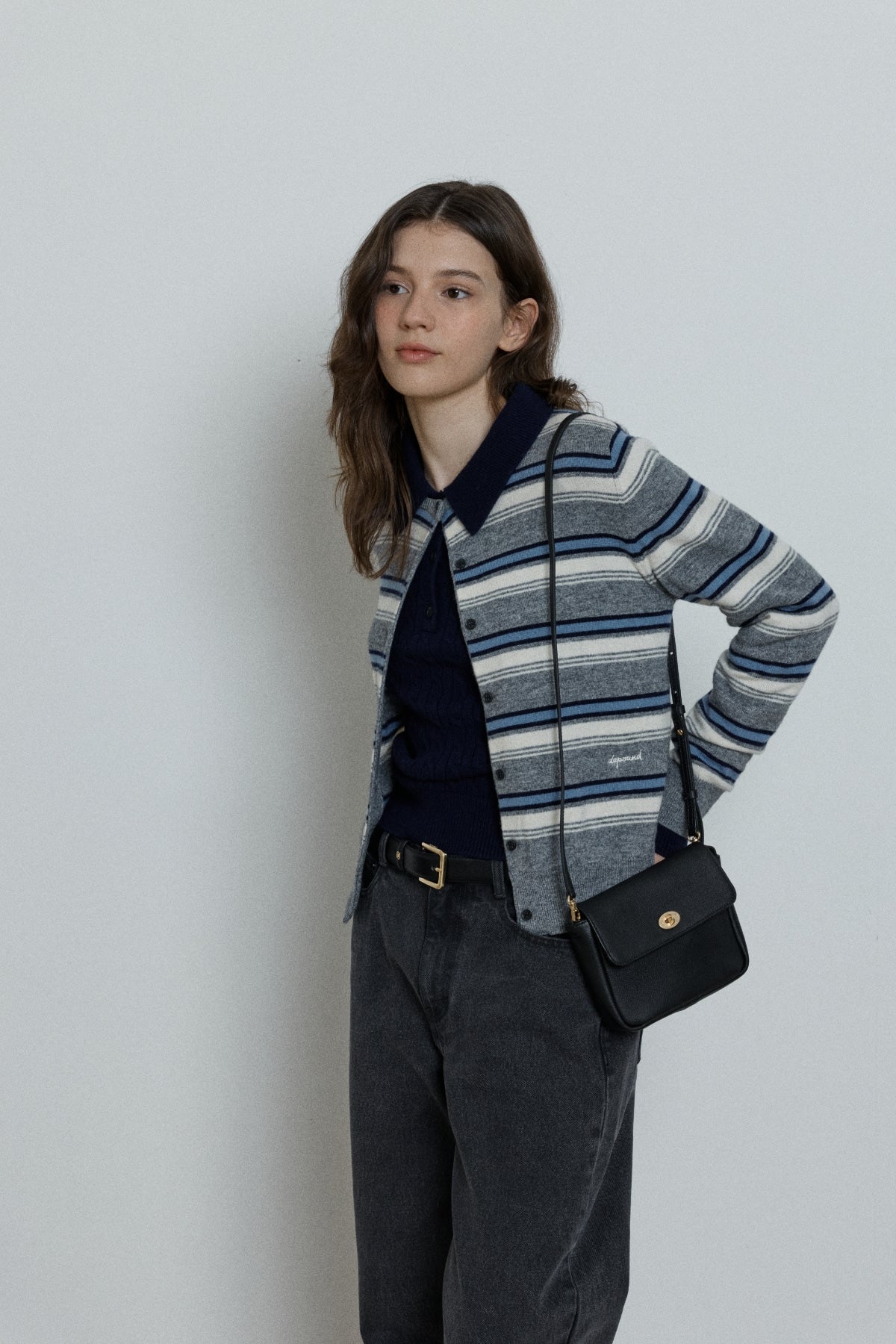 【YOONA同款】 WOOL STRIPE KNIT CARDIGAN