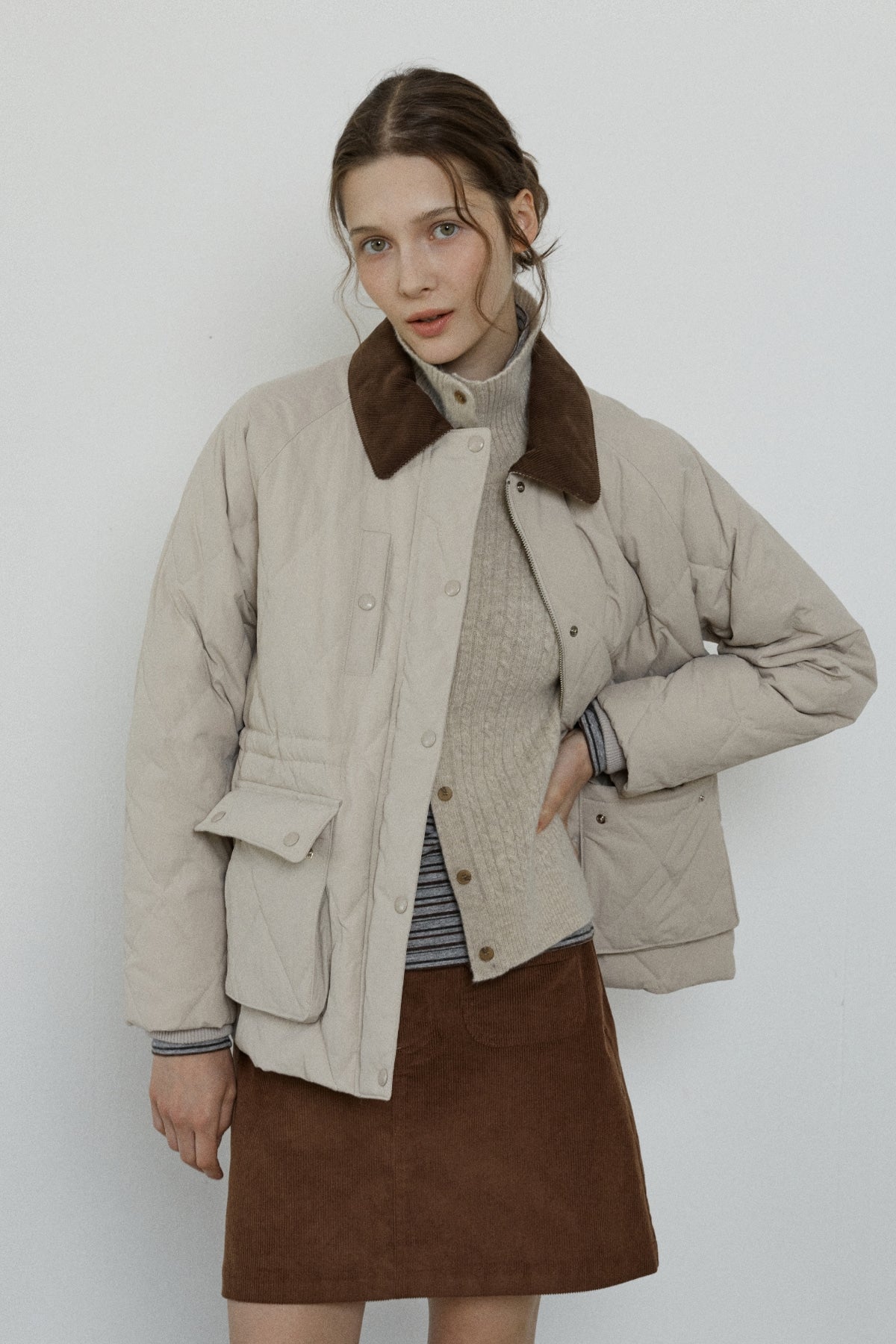 【YOONA同款】 DIAMOND QUILTED HALF JACKET
