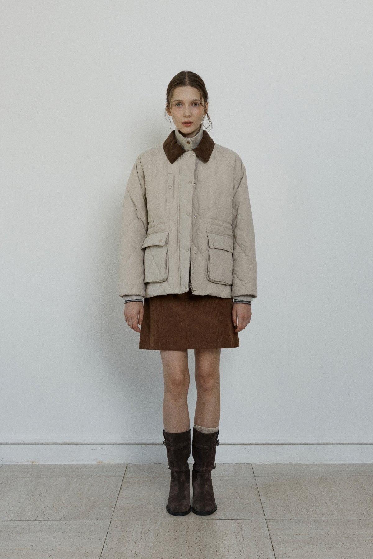 【YOONA同款】 DIAMOND QUILTED HALF JACKET