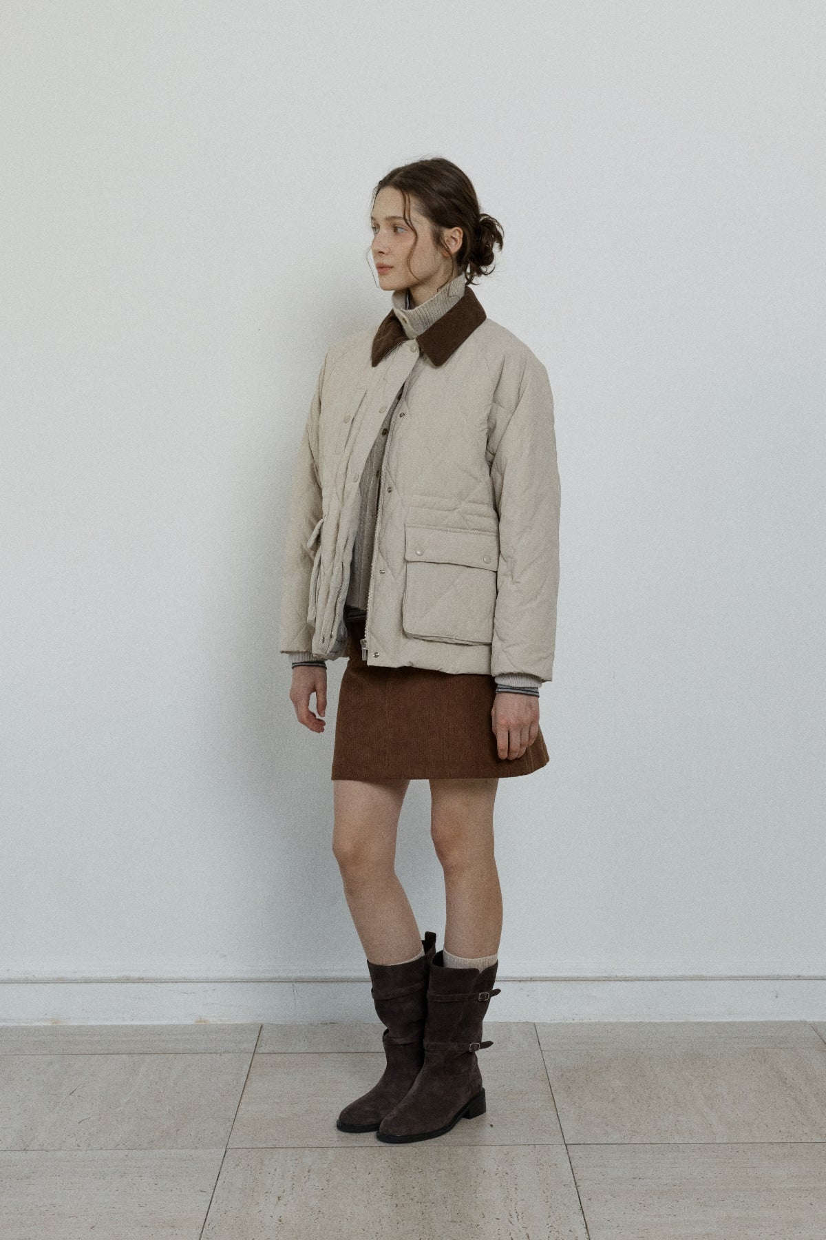【YOONA同款】 DIAMOND QUILTED HALF JACKET