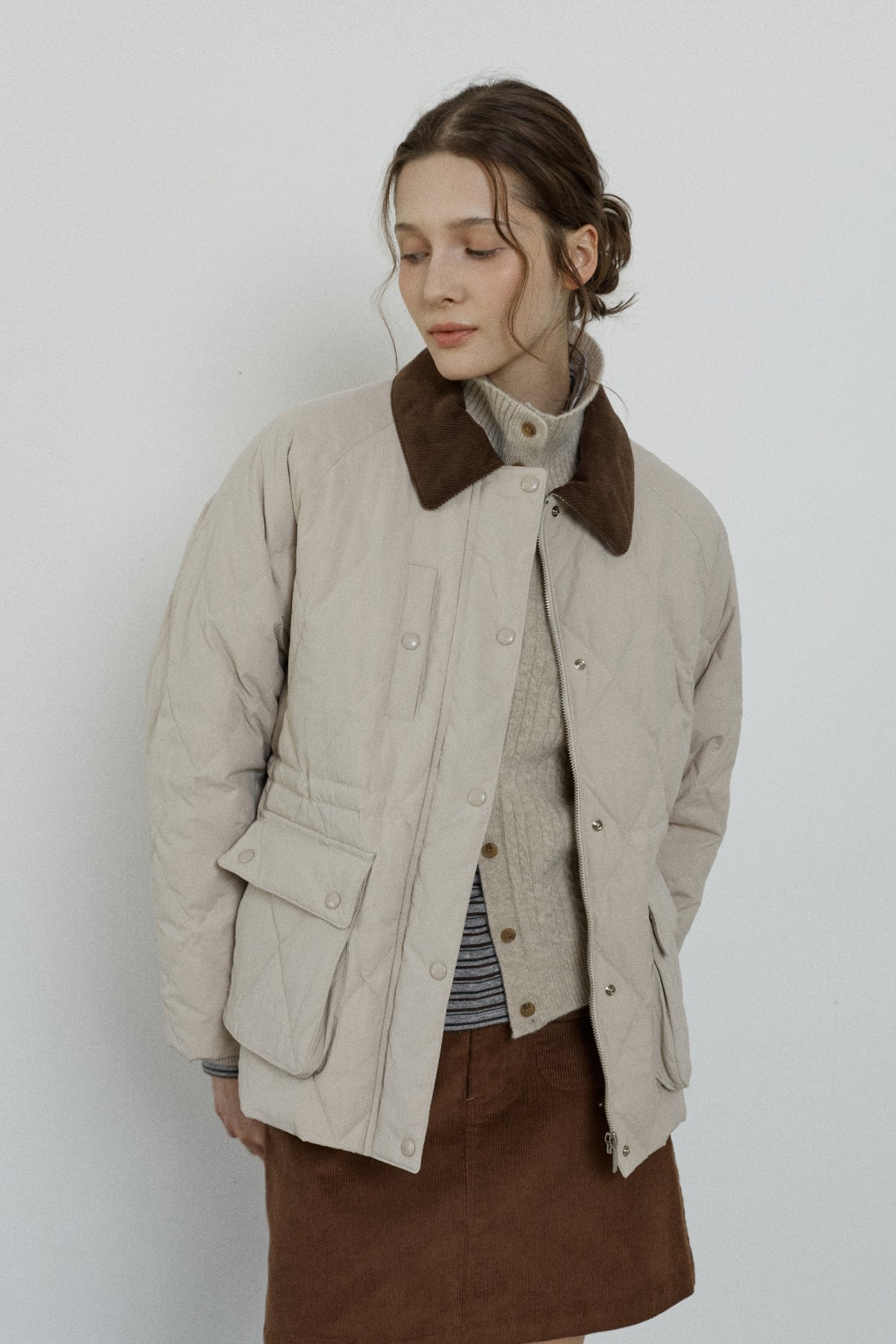【YOONA同款】 DIAMOND QUILTED HALF JACKET