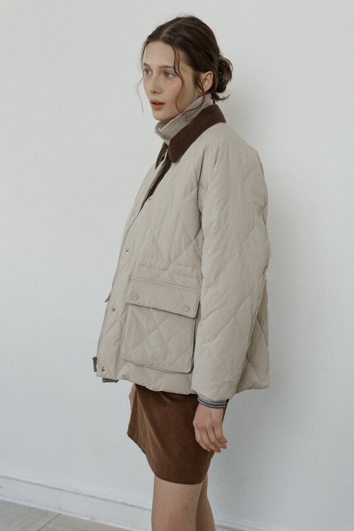 【YOONA同款】 DIAMOND QUILTED HALF JACKET