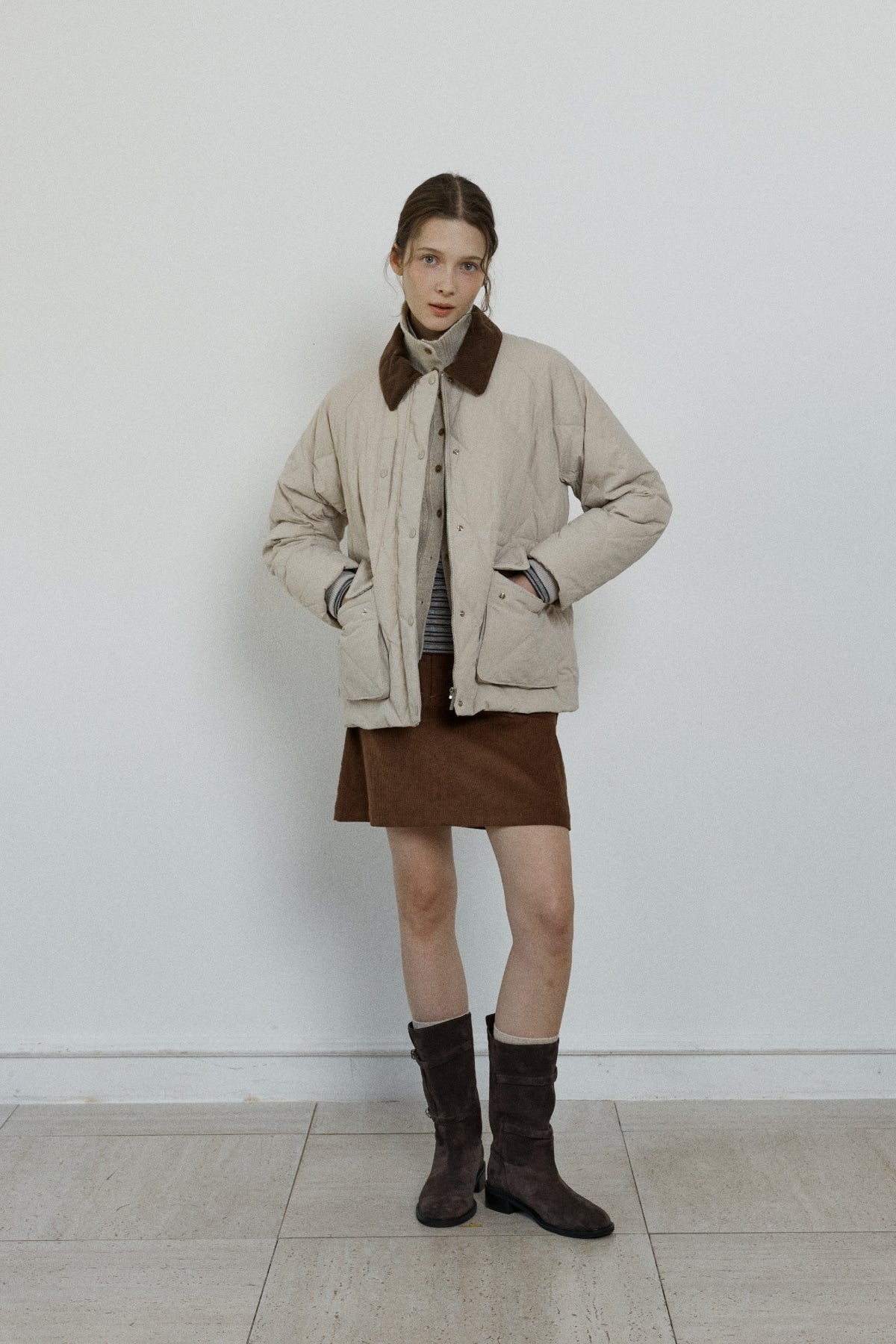 【YOONA同款】 DIAMOND QUILTED HALF JACKET