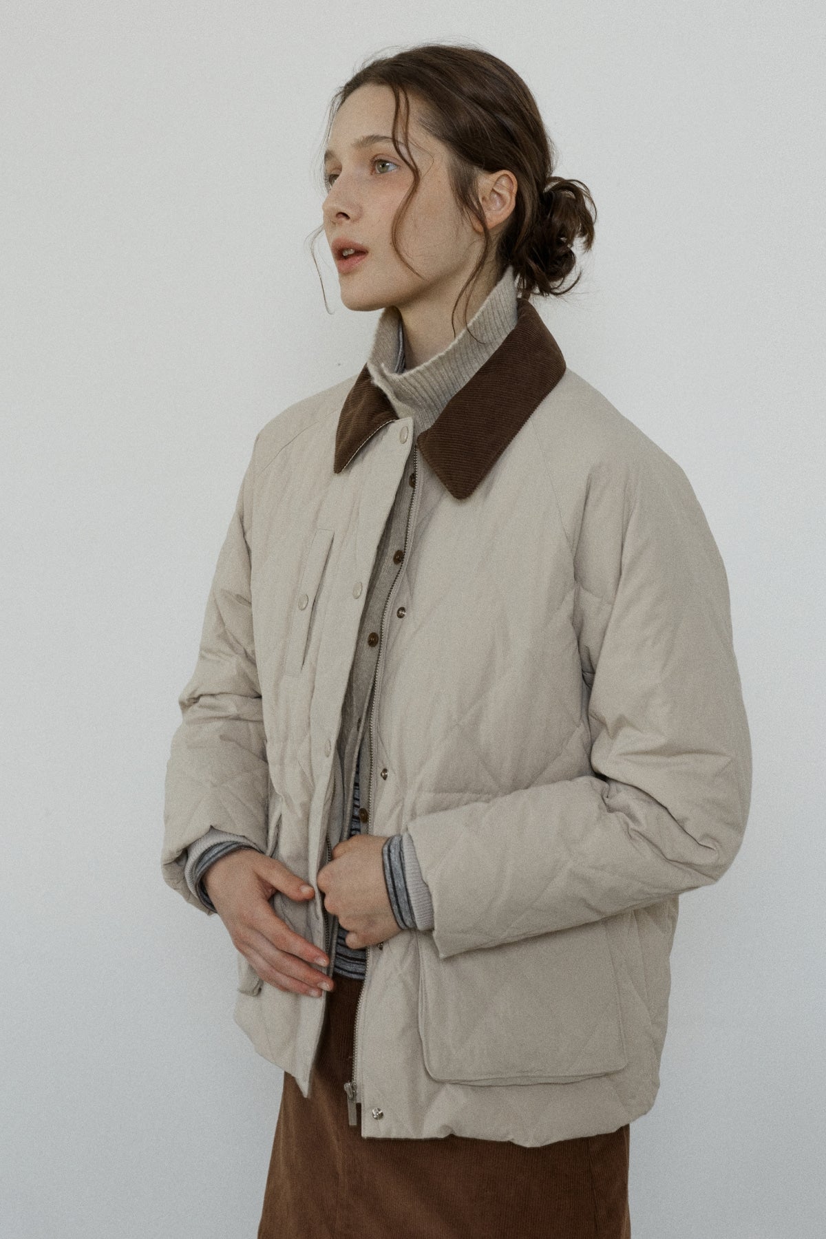 【YOONA同款】 DIAMOND QUILTED HALF JACKET