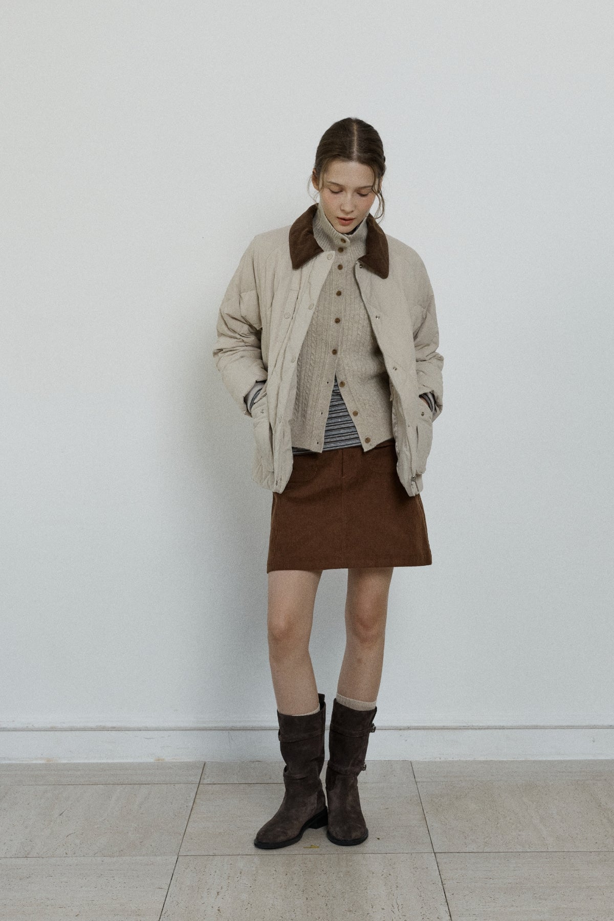 【YOONA同款】 DIAMOND QUILTED HALF JACKET