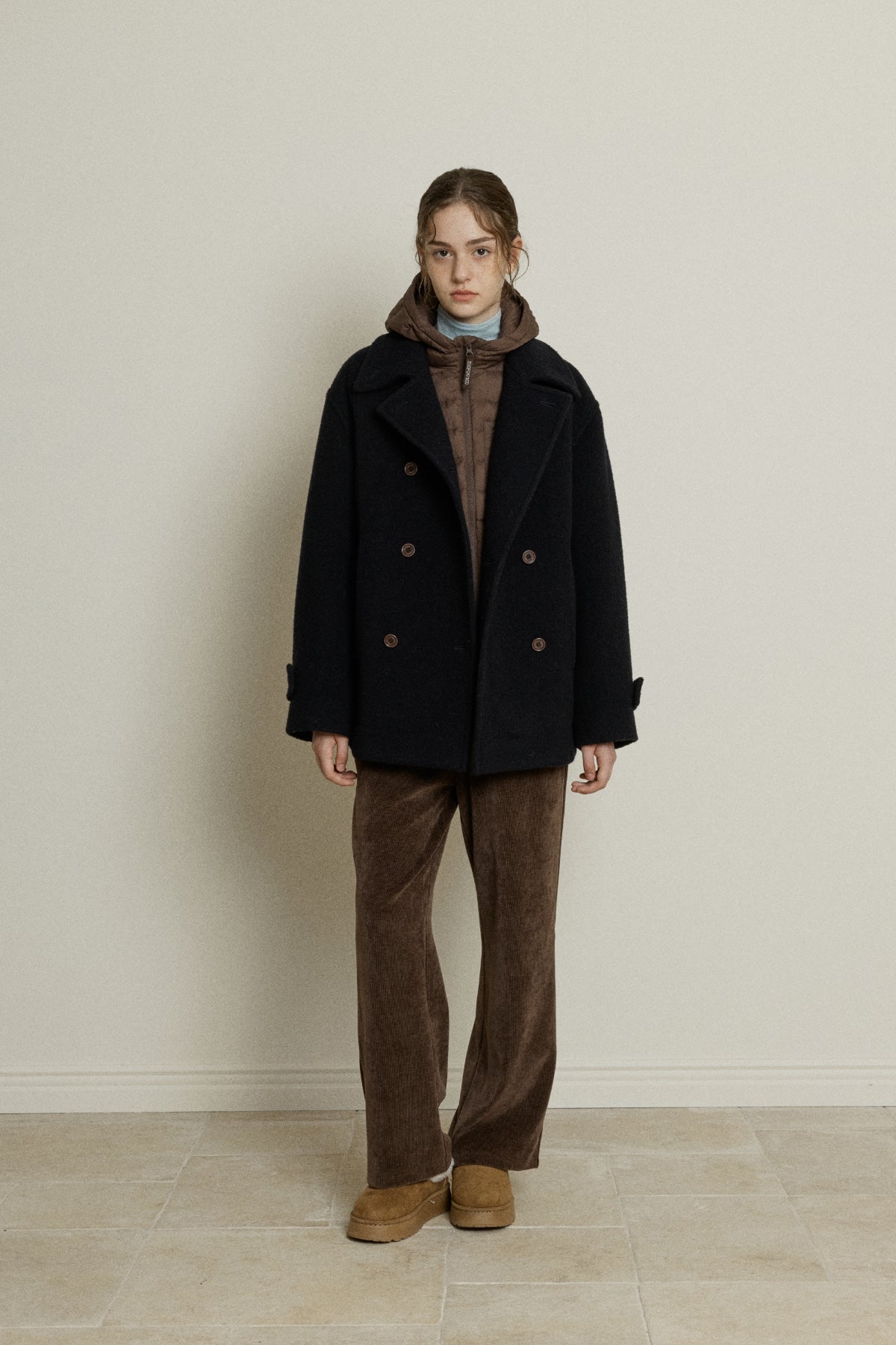 【YOONA同款】 BOUCLE WOOL DOUBLE-BREASTED HALF COAT
