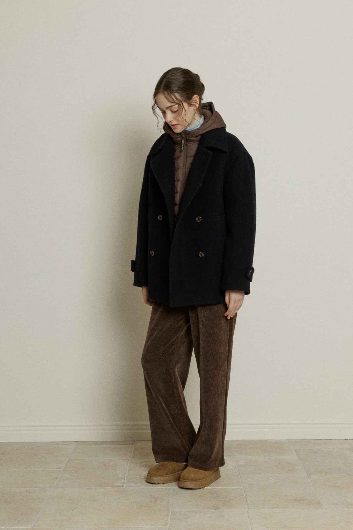 【YOONA同款】 BOUCLE WOOL DOUBLE-BREASTED HALF COAT