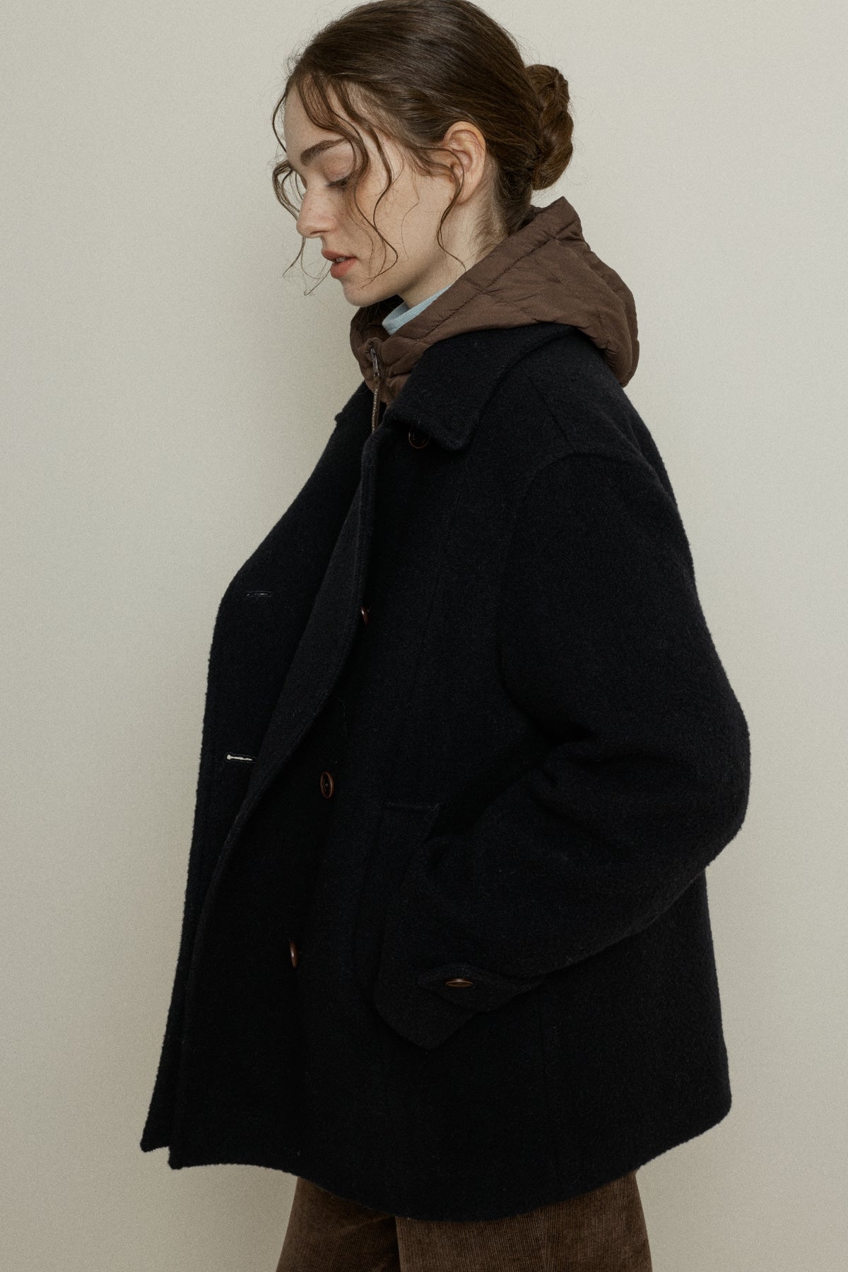 【YOONA同款】 BOUCLE WOOL DOUBLE-BREASTED HALF COAT