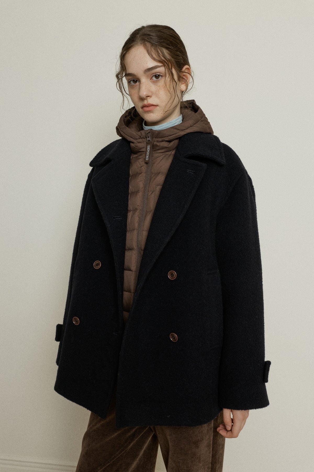 【YOONA同款】 BOUCLE WOOL DOUBLE-BREASTED HALF COAT