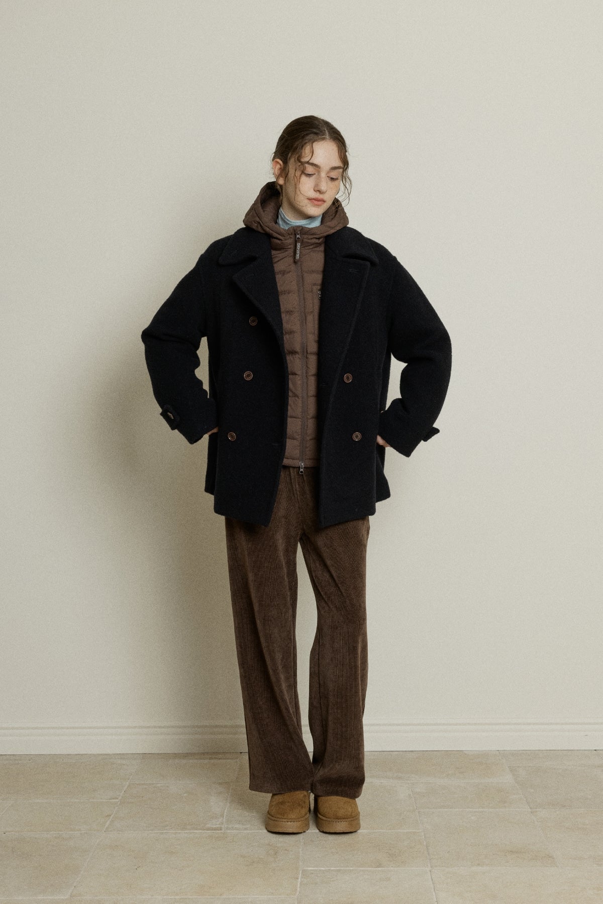 【YOONA同款】 BOUCLE WOOL DOUBLE-BREASTED HALF COAT