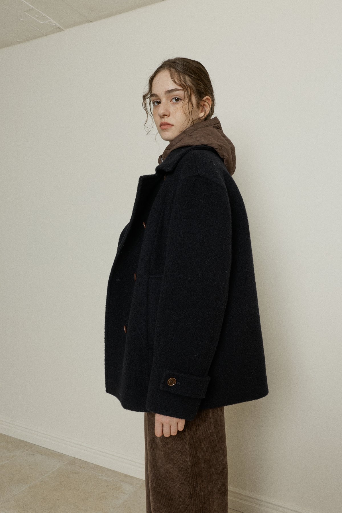 【YOONA同款】 BOUCLE WOOL DOUBLE-BREASTED HALF COAT