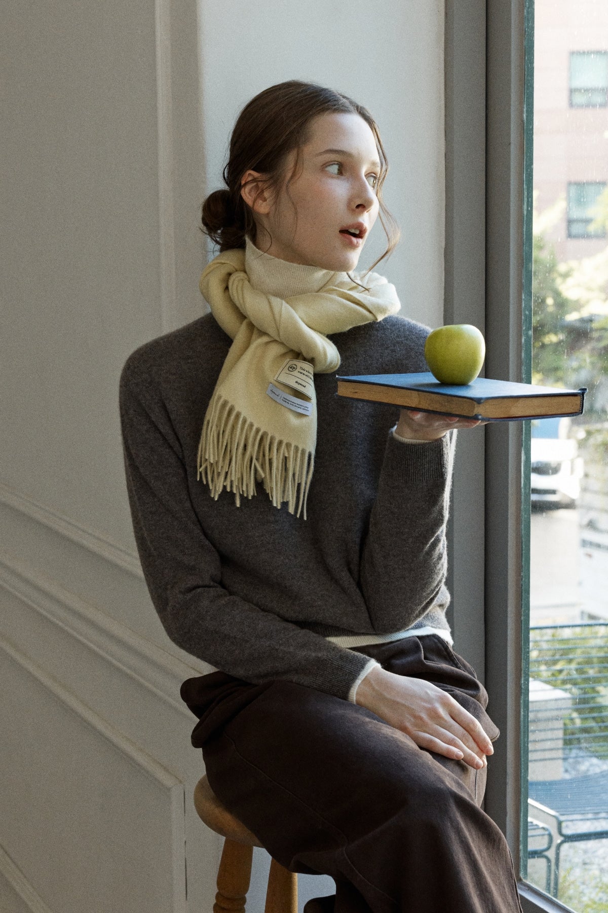 【YOONA同款】 CASHMERE WOOL BLENDED MUFFLER - BUTTER
