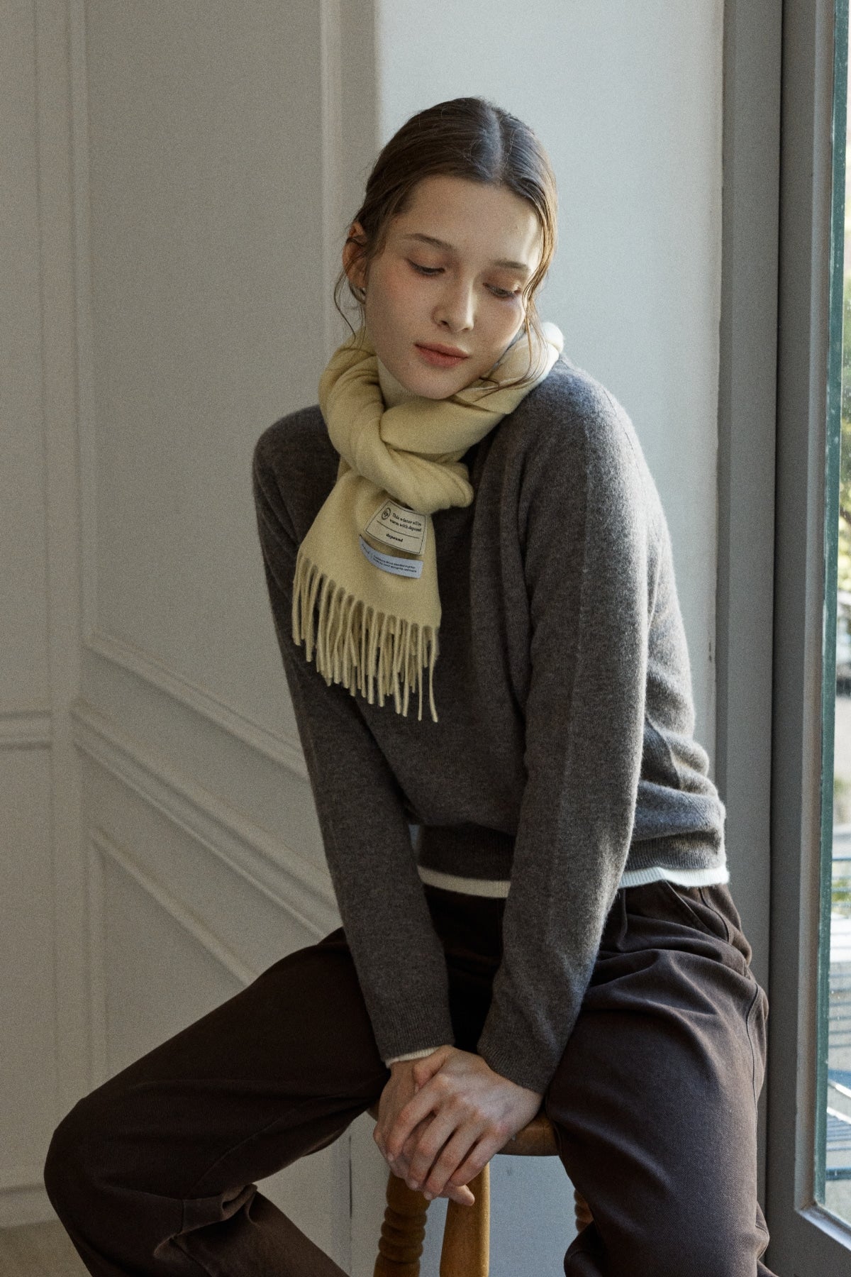 【YOONA同款】 CASHMERE WOOL BLENDED MUFFLER - BUTTER