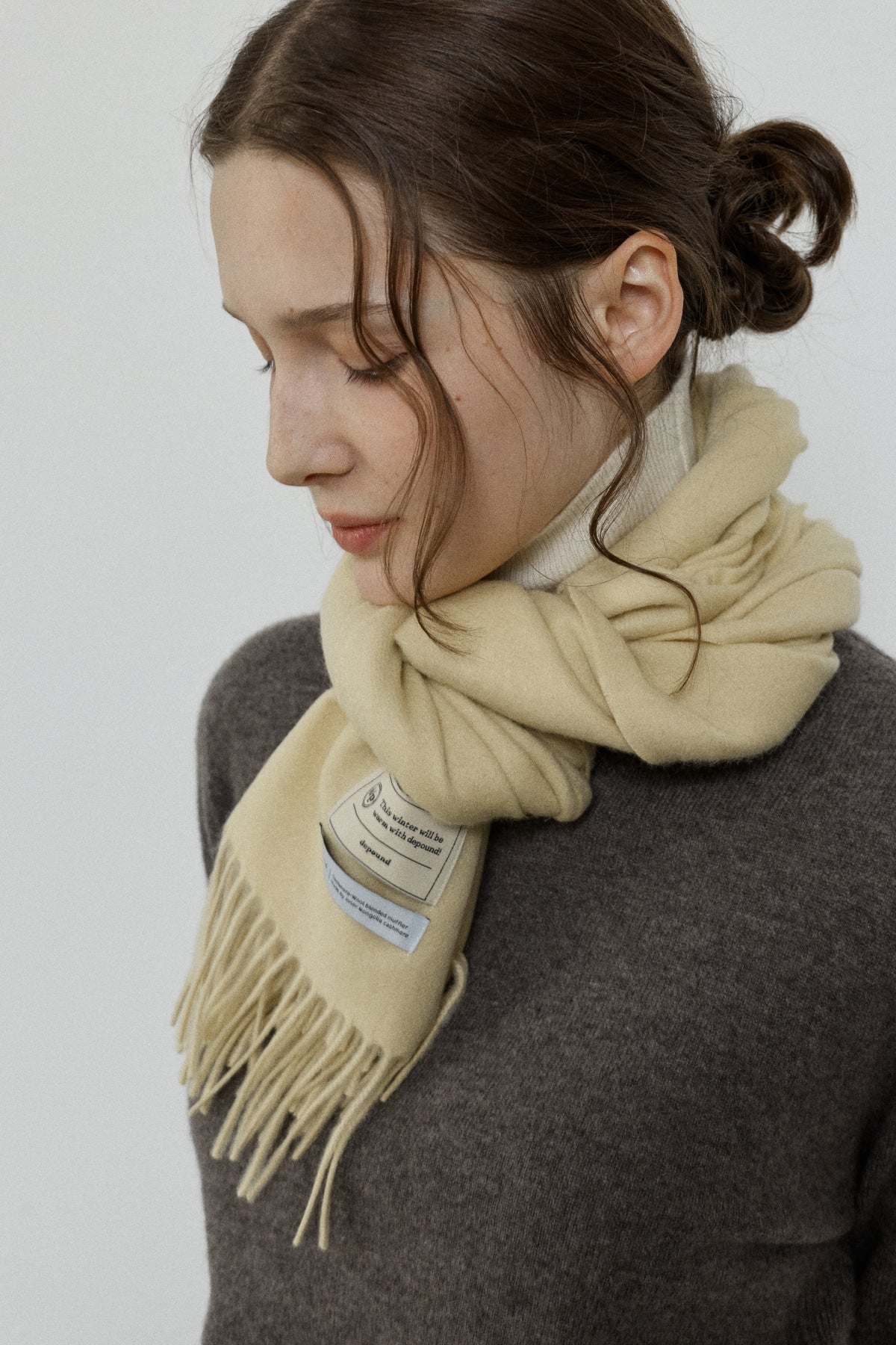 【YOONA同款】 CASHMERE WOOL BLENDED MUFFLER - BUTTER