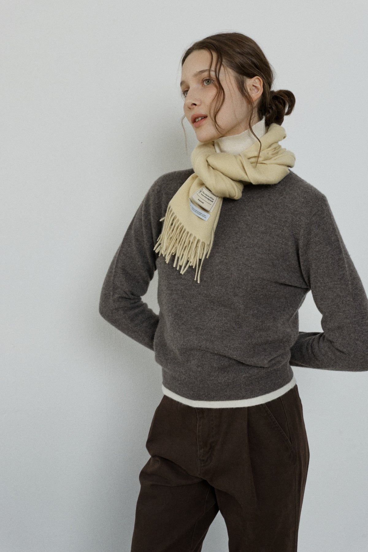 【YOONA同款】 CASHMERE WOOL BLENDED MUFFLER - BUTTER