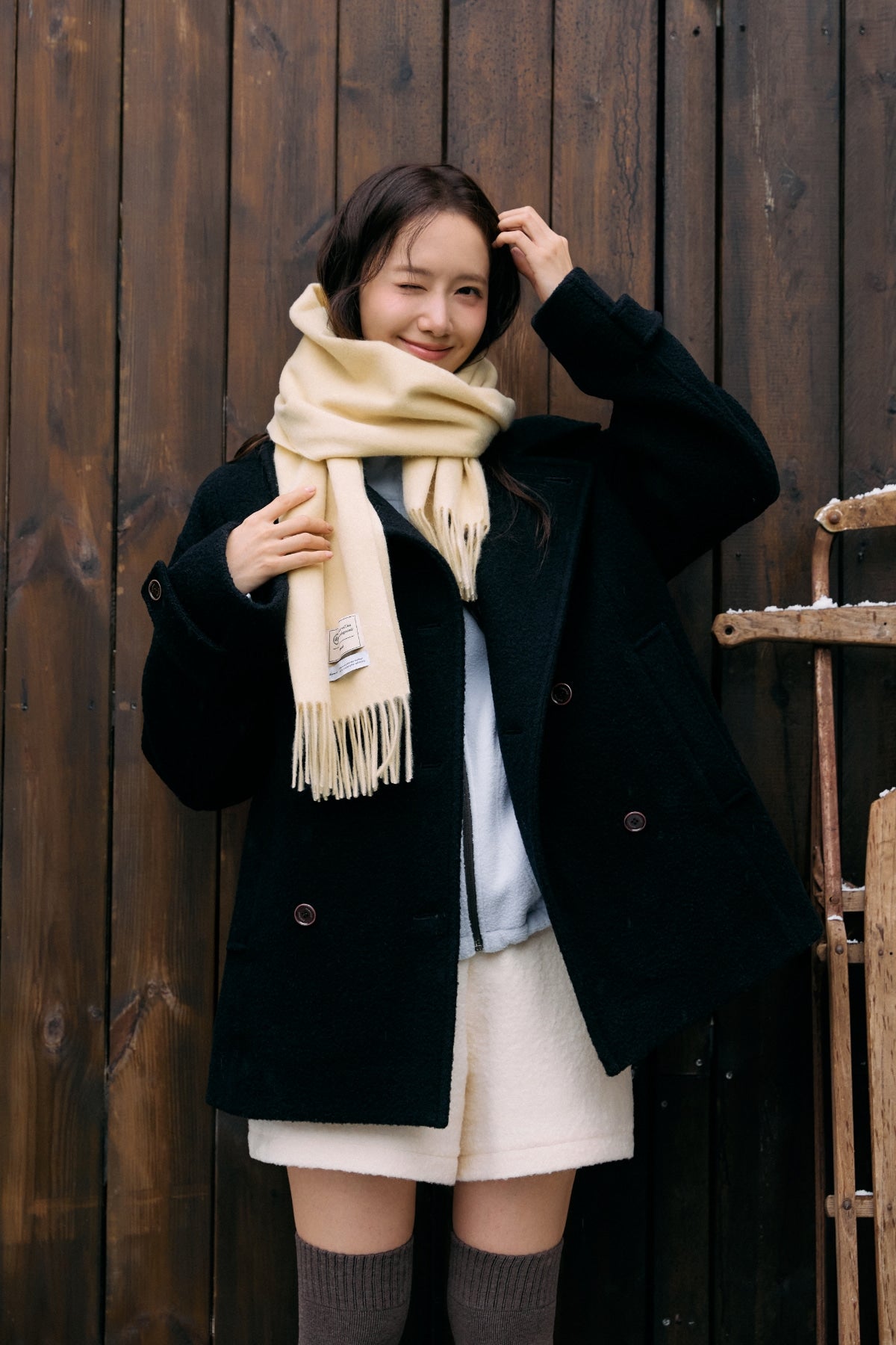 【YOONA同款】 CASHMERE WOOL BLENDED MUFFLER - BUTTER