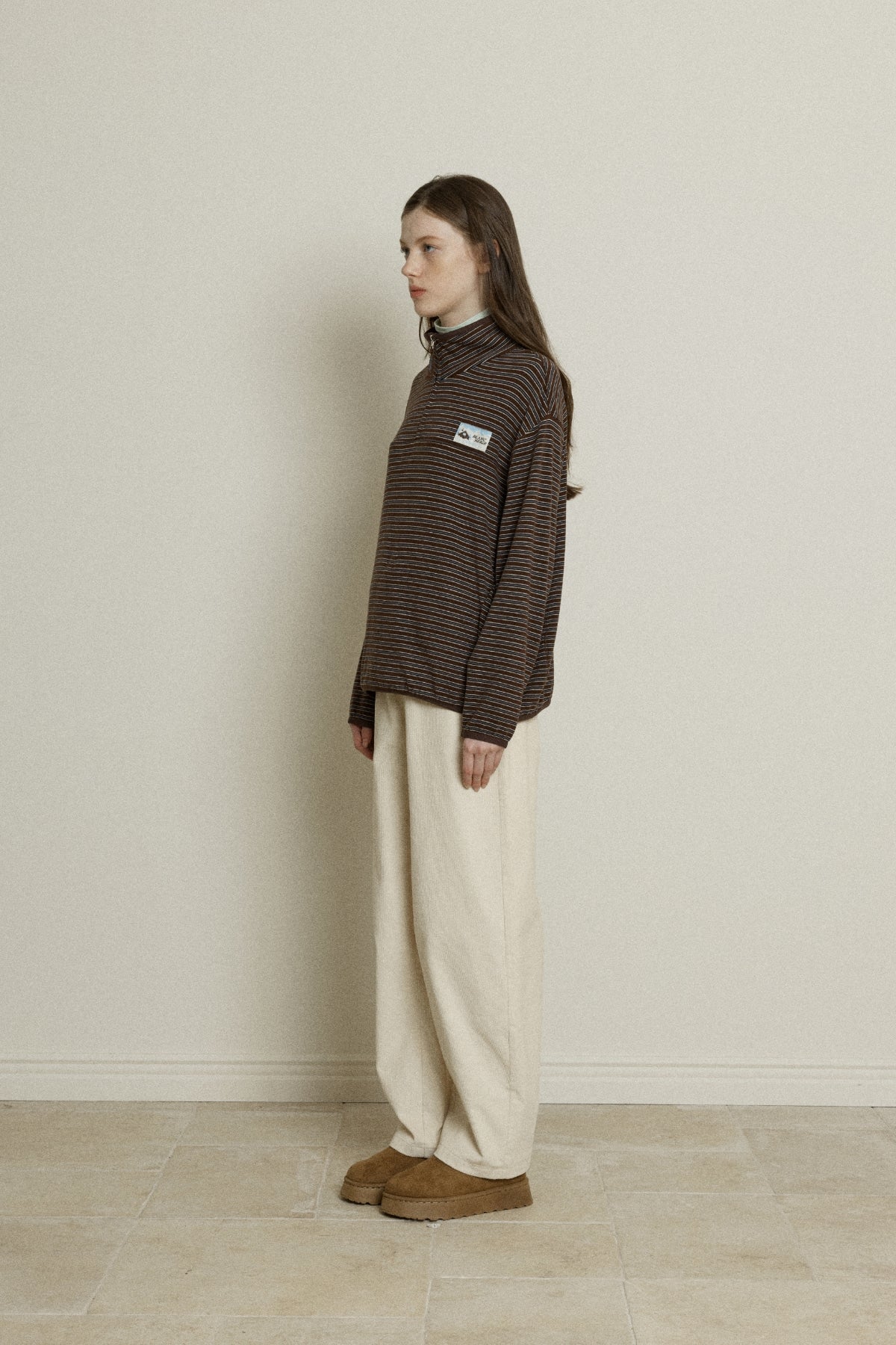 【YOONA同款】 STRIPE JERSEY HALF ZIP UP