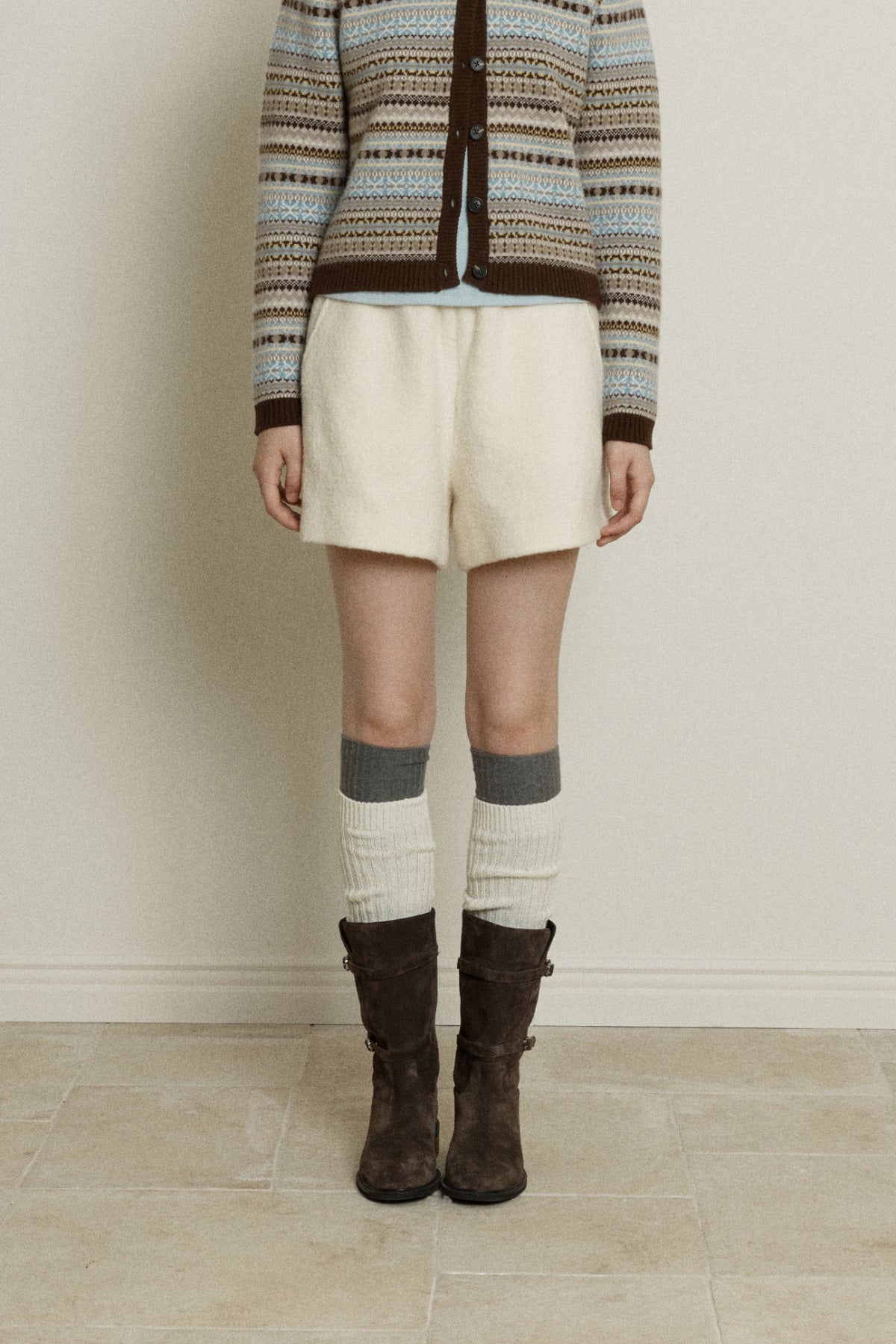【YOONA同款】 BOUCLE WOOL BANDING SHORTS