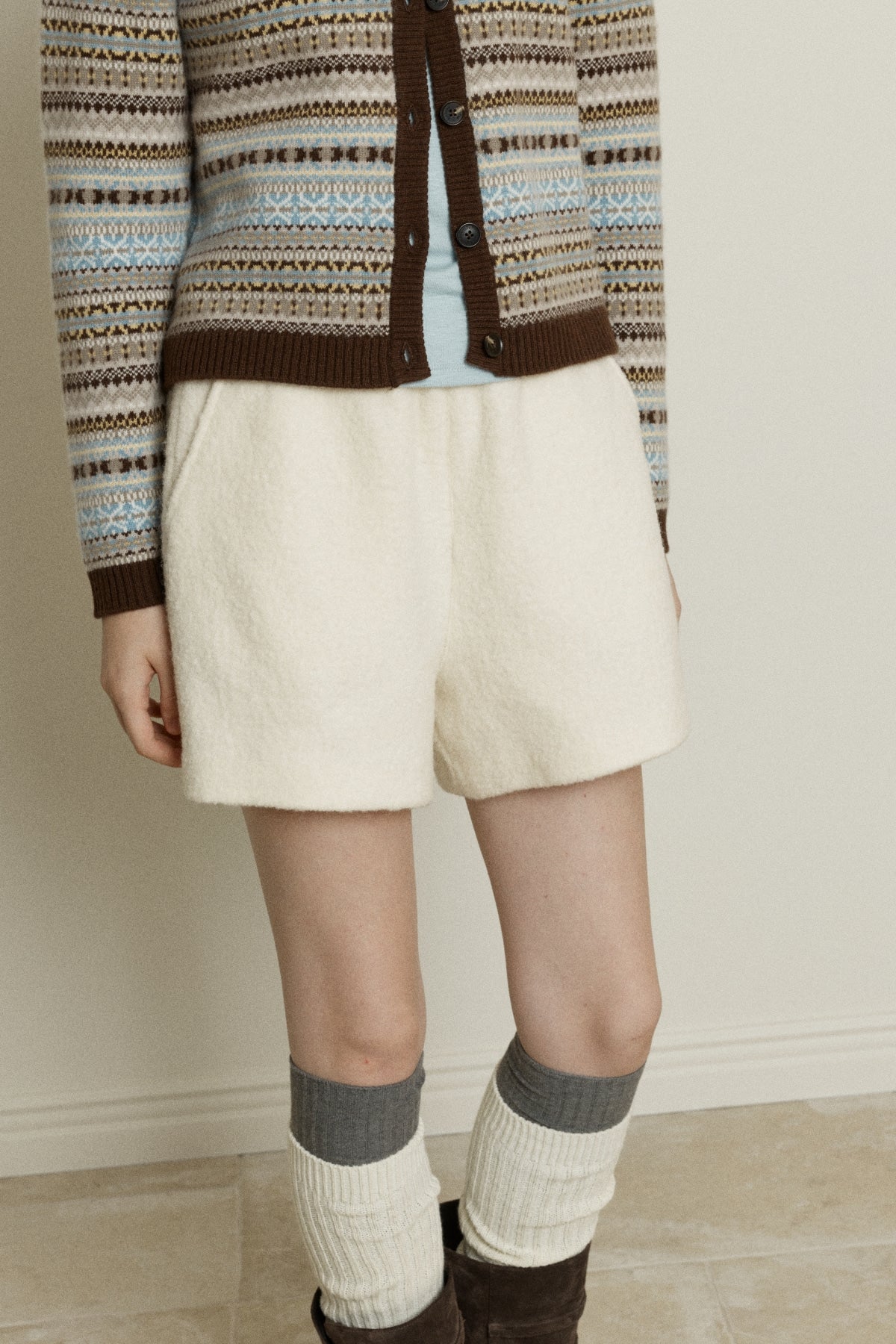 【YOONA同款】 BOUCLE WOOL BANDING SHORTS