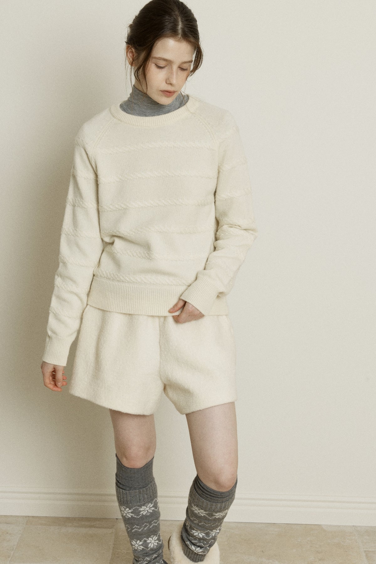 【YOONA同款】 BOUCLE WOOL BANDING SHORTS