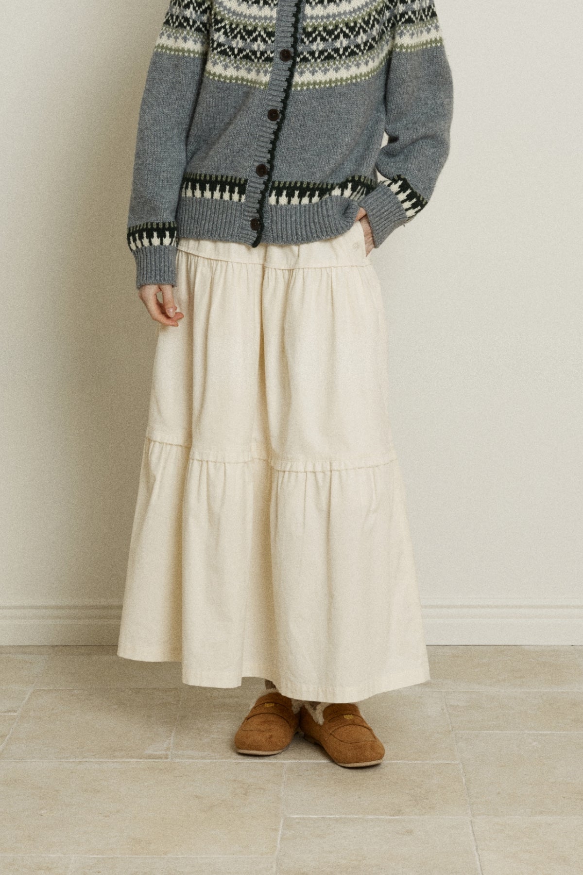 【YOONA同款】 CORDUROY VOLUME PINTUCK SKIRT
